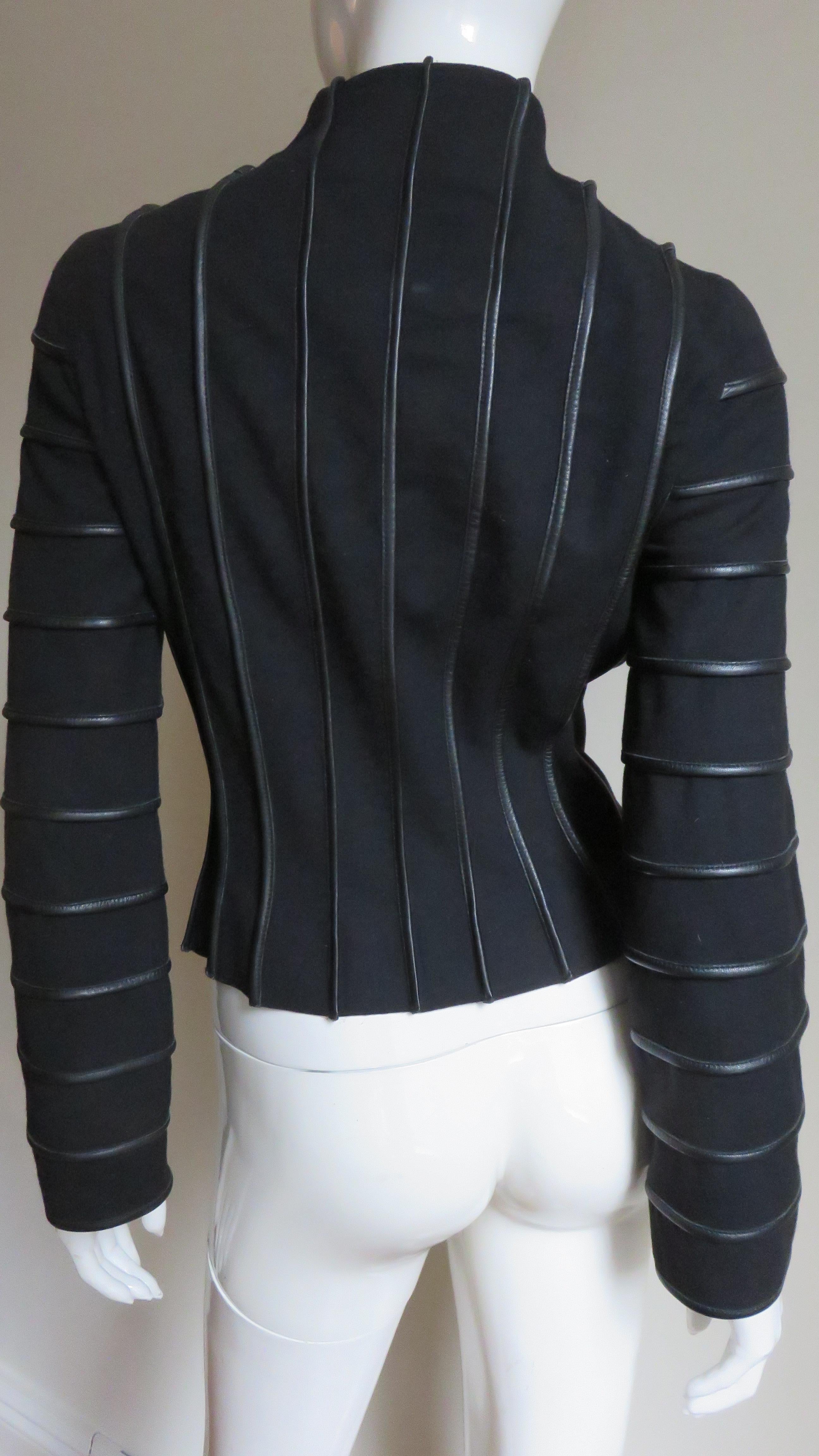 Moschino Wool Jacket with Leather Piping 9