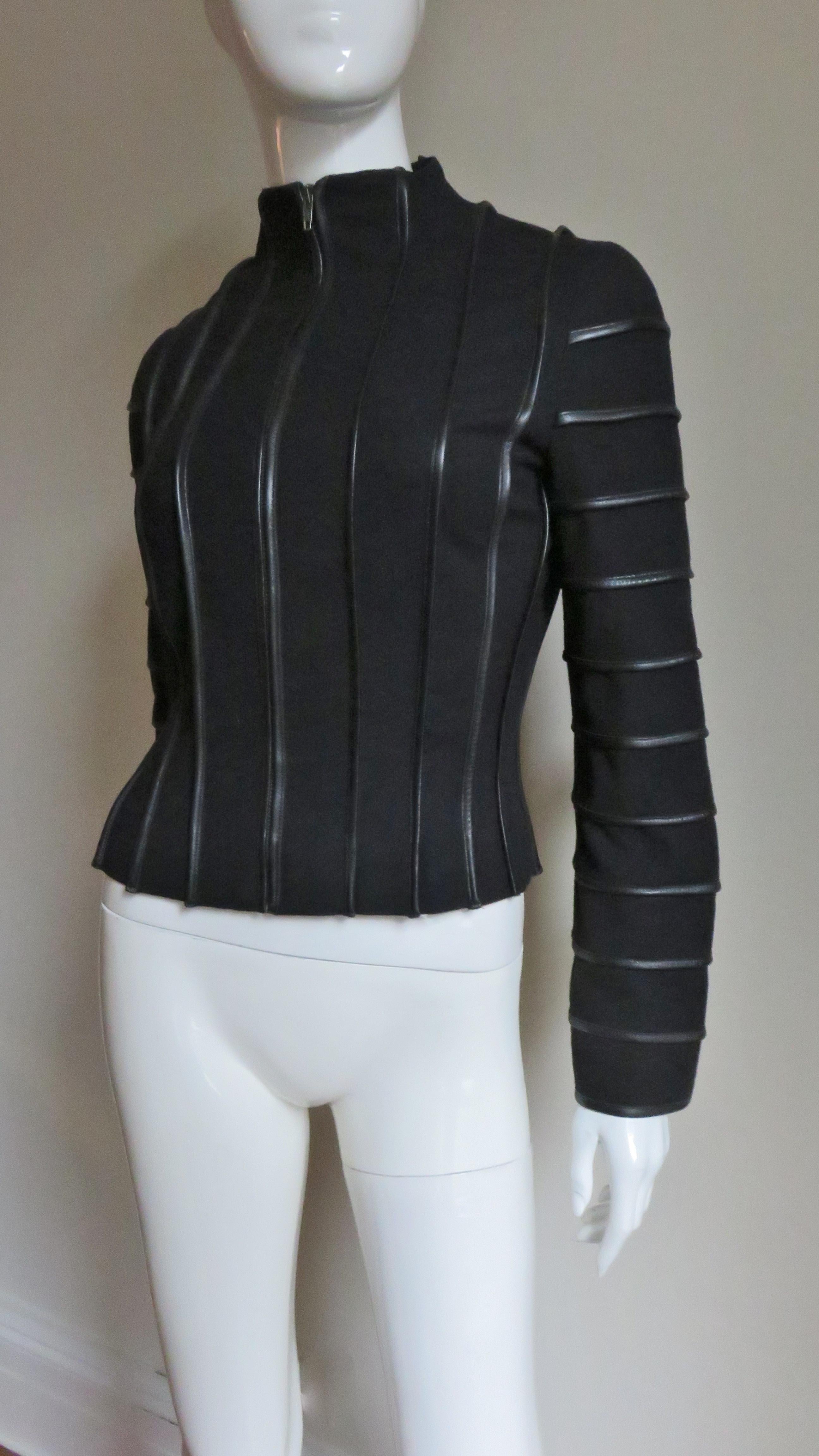 Women's Moschino Wool Jacket with Leather Piping