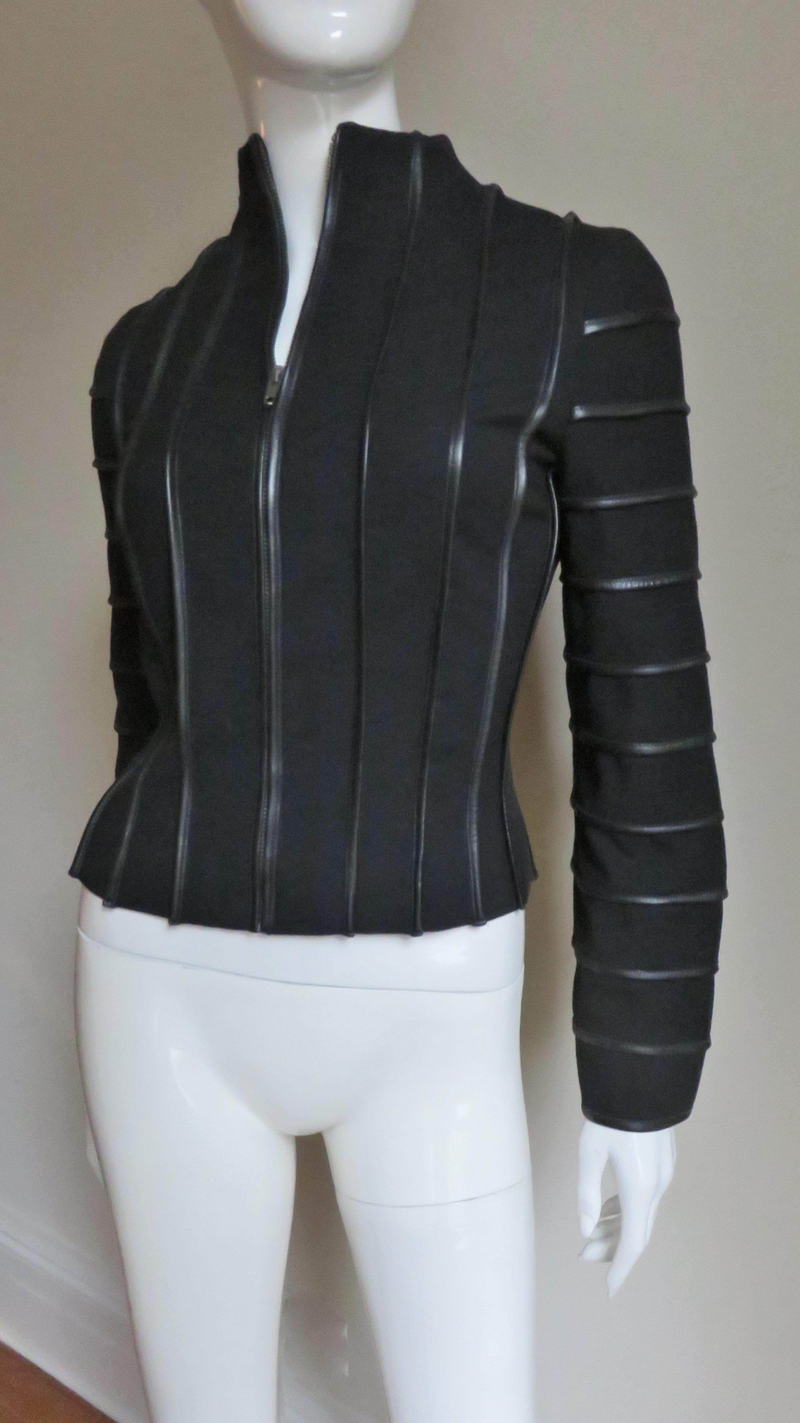 Moschino Wool Jacket with Leather Piping 5