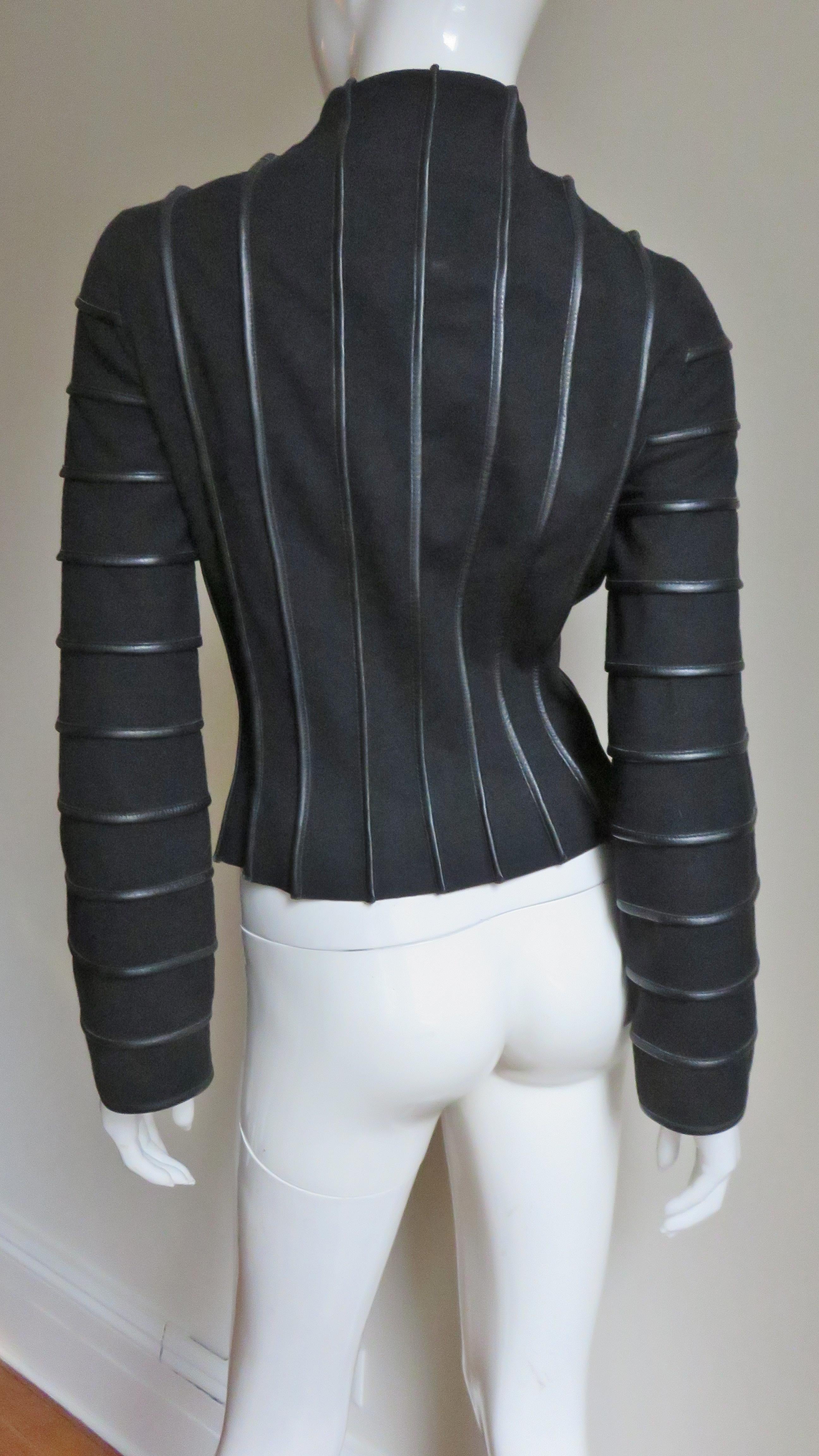 Moschino Wool Jacket with Leather Piping 8