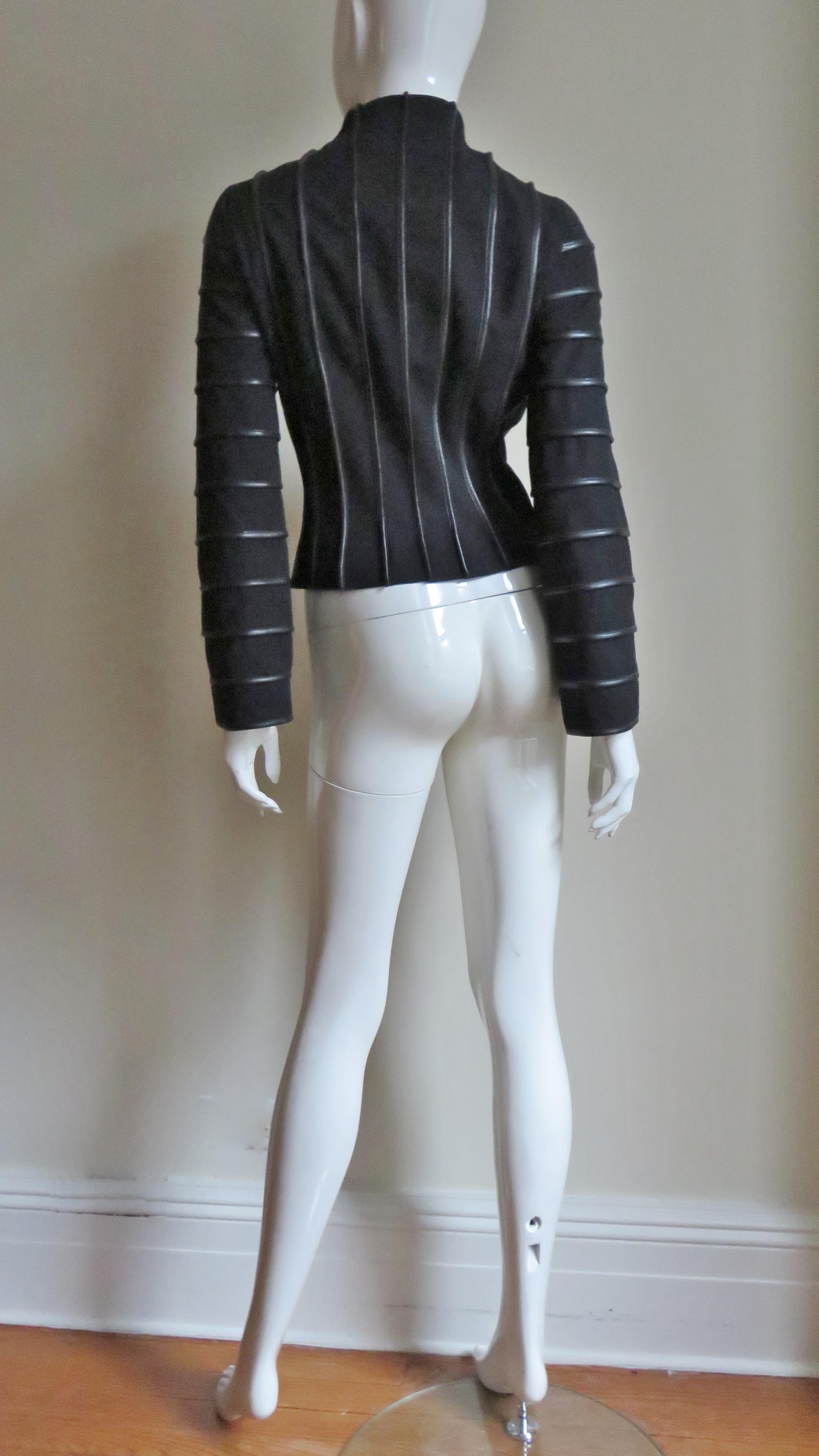 Moschino Wool Jacket with Leather Piping 11