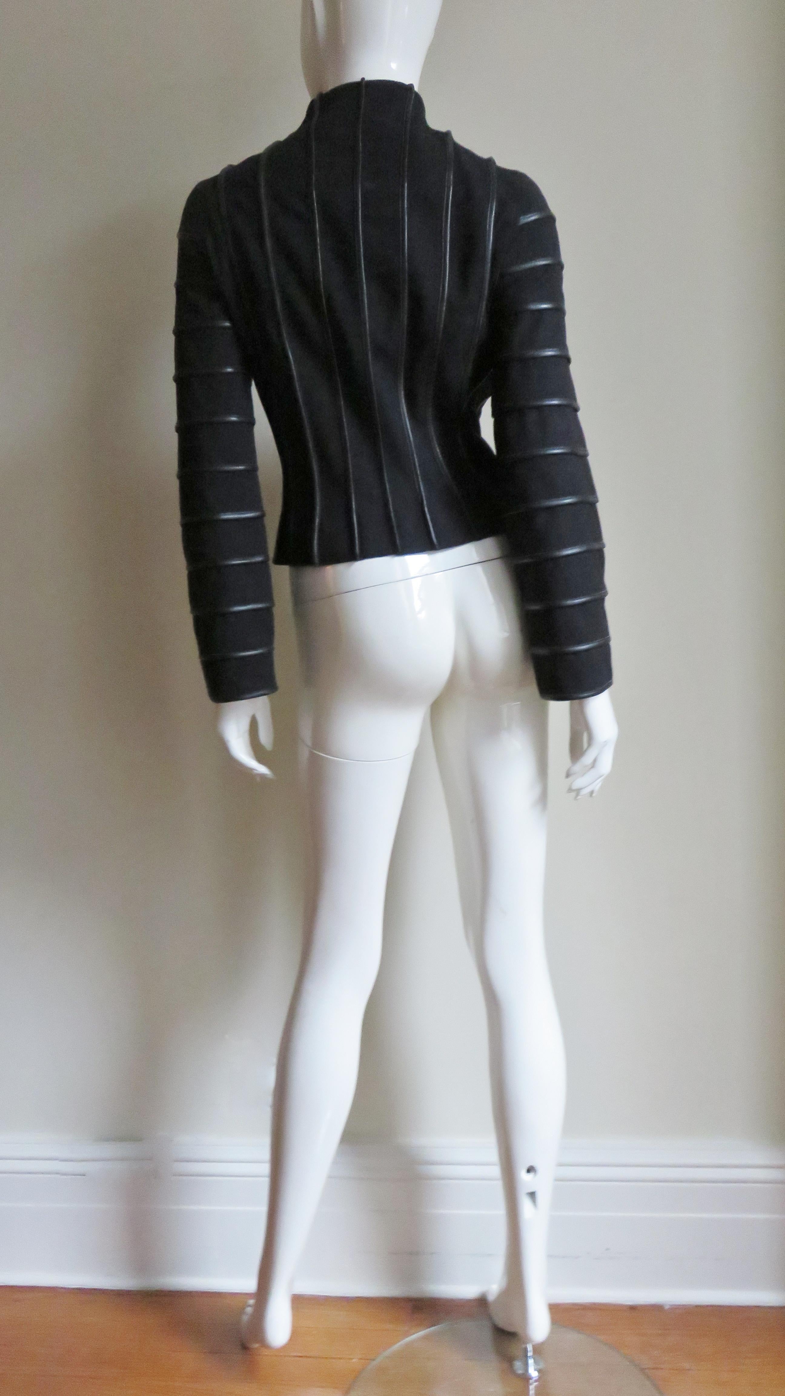 Moschino Wool Jacket with Leather Piping 7