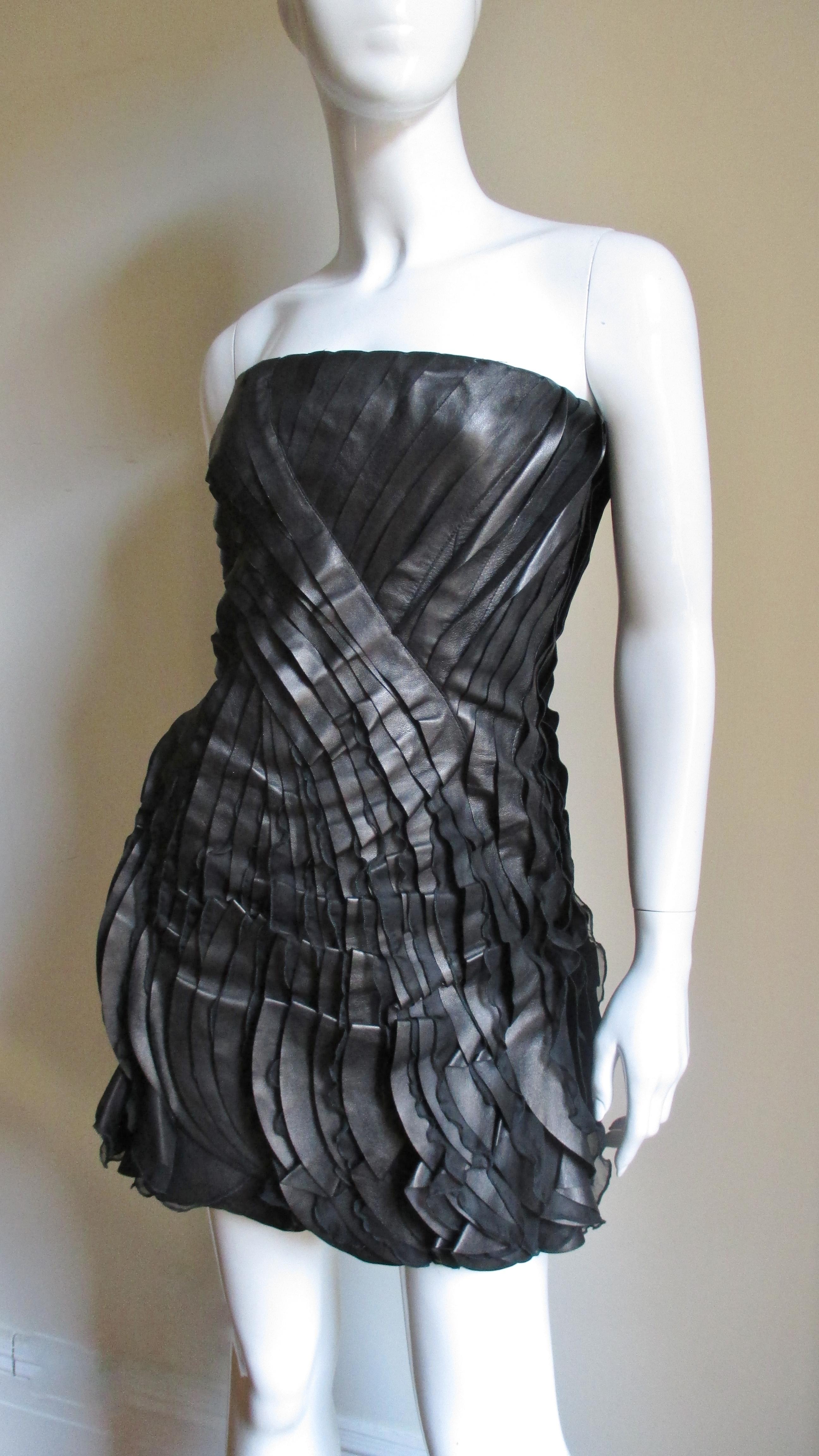 Incredible Valentino Leather and Silk Strapless Dress 2