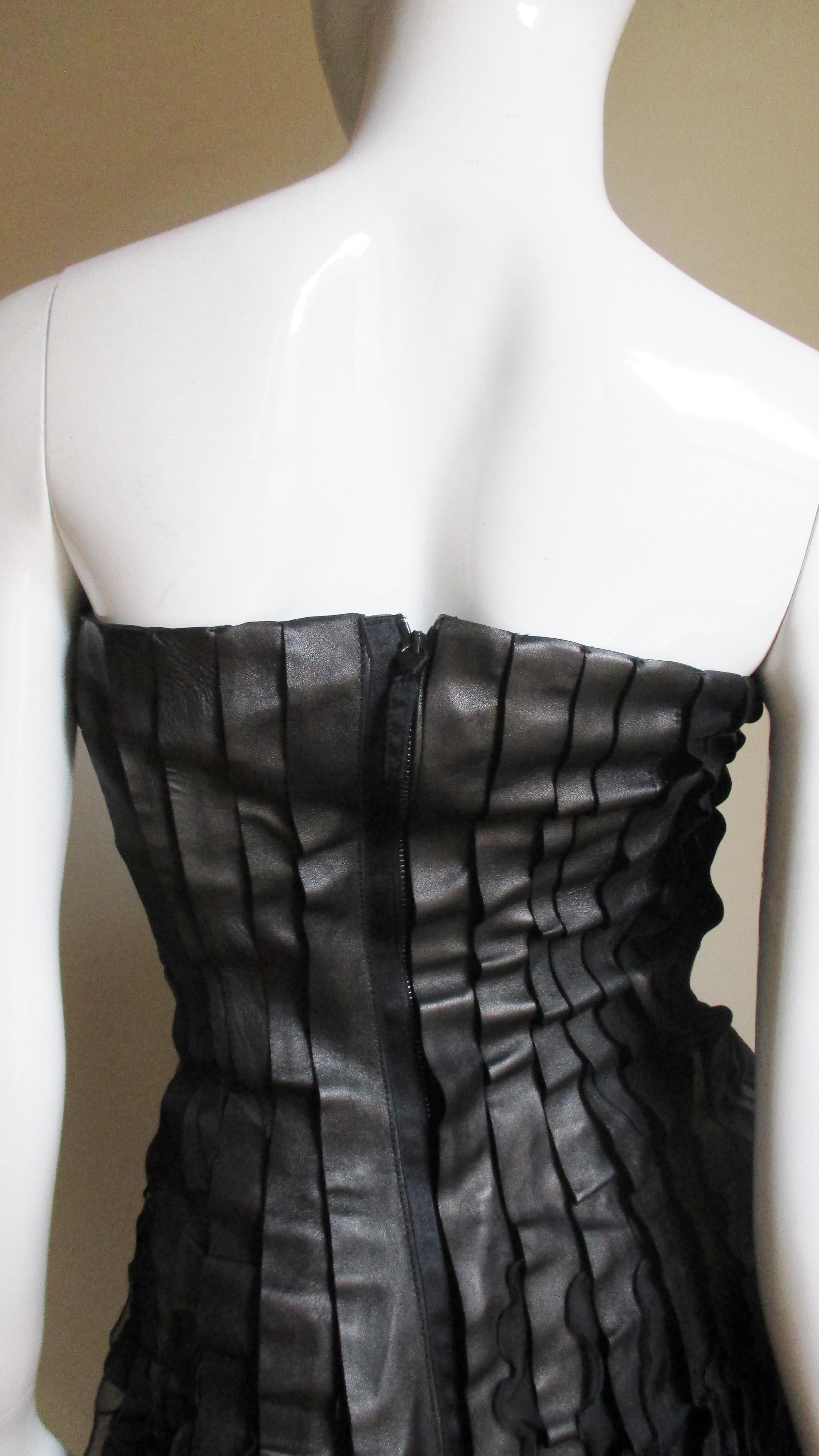 Incredible Valentino Leather and Silk Strapless Dress 7