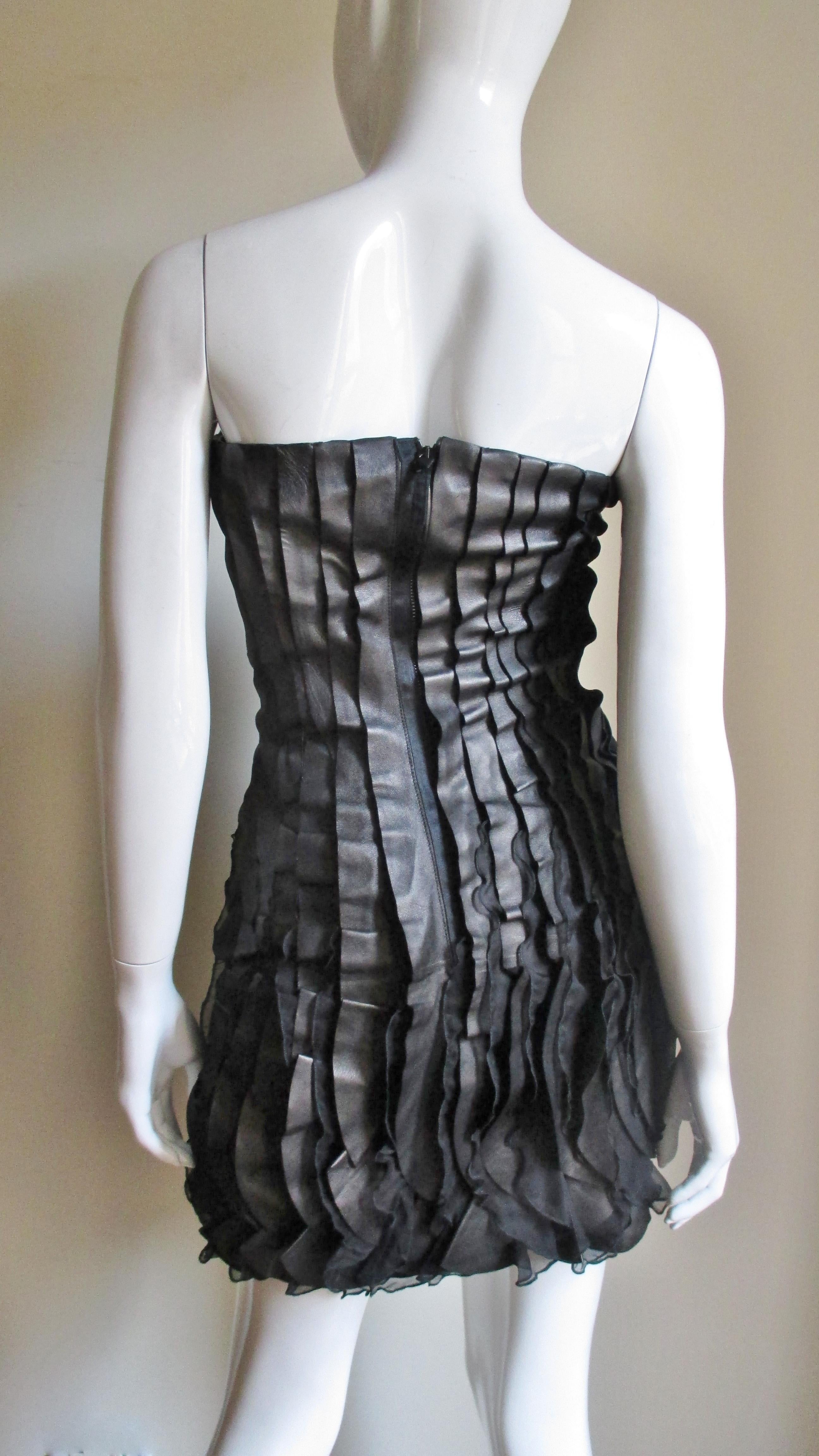 Incredible Valentino Leather and Silk Strapless Dress 6