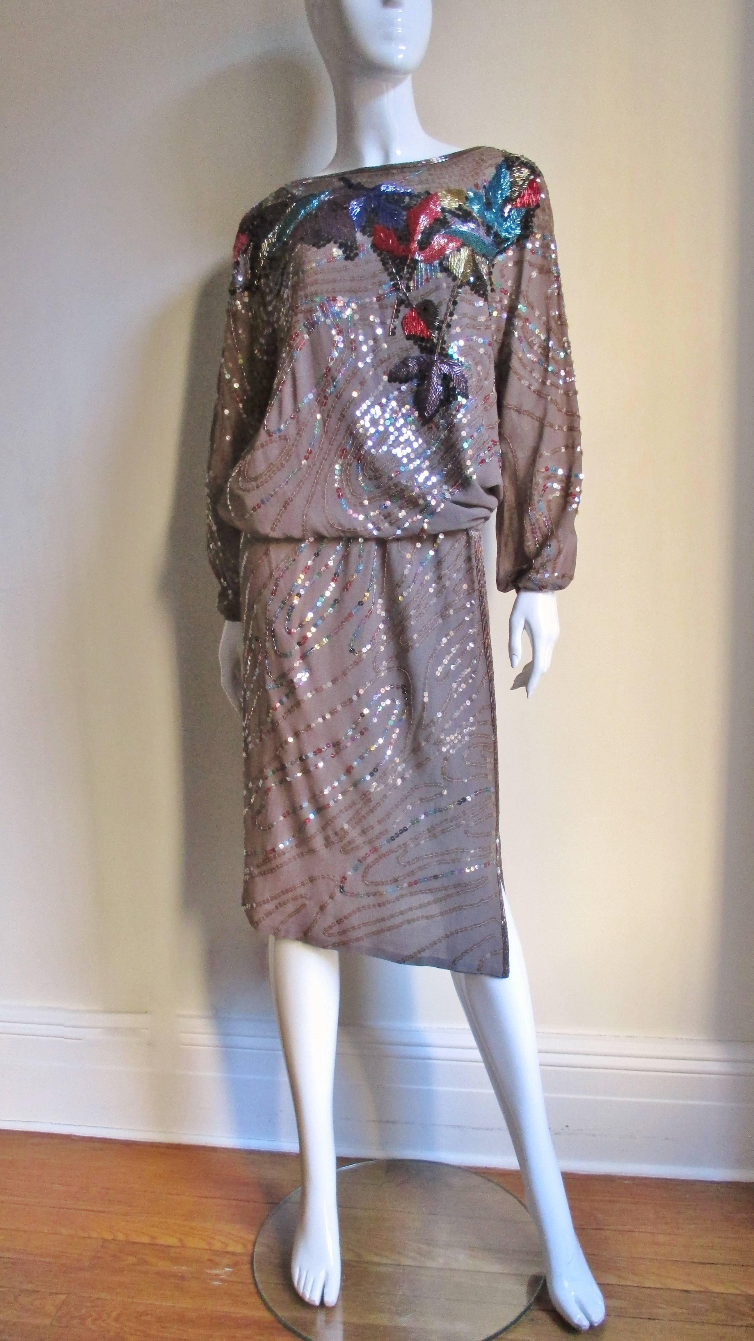Women's 1970's Niel Bieff Arturo Herrera Colaboration Skirt and Beaded Blouson Top