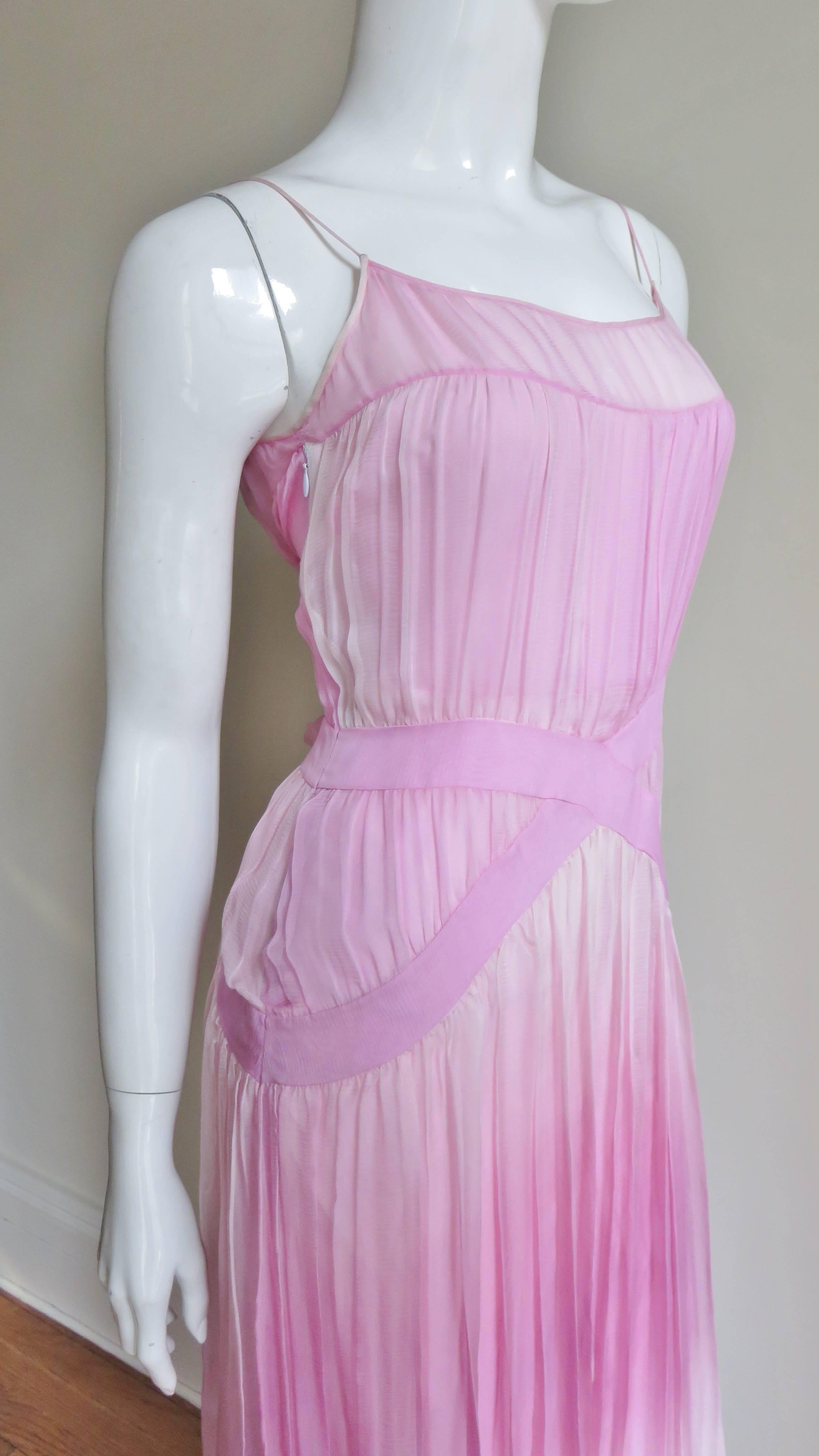 2000s John Galliano Pink Silk Ombre Dress 2