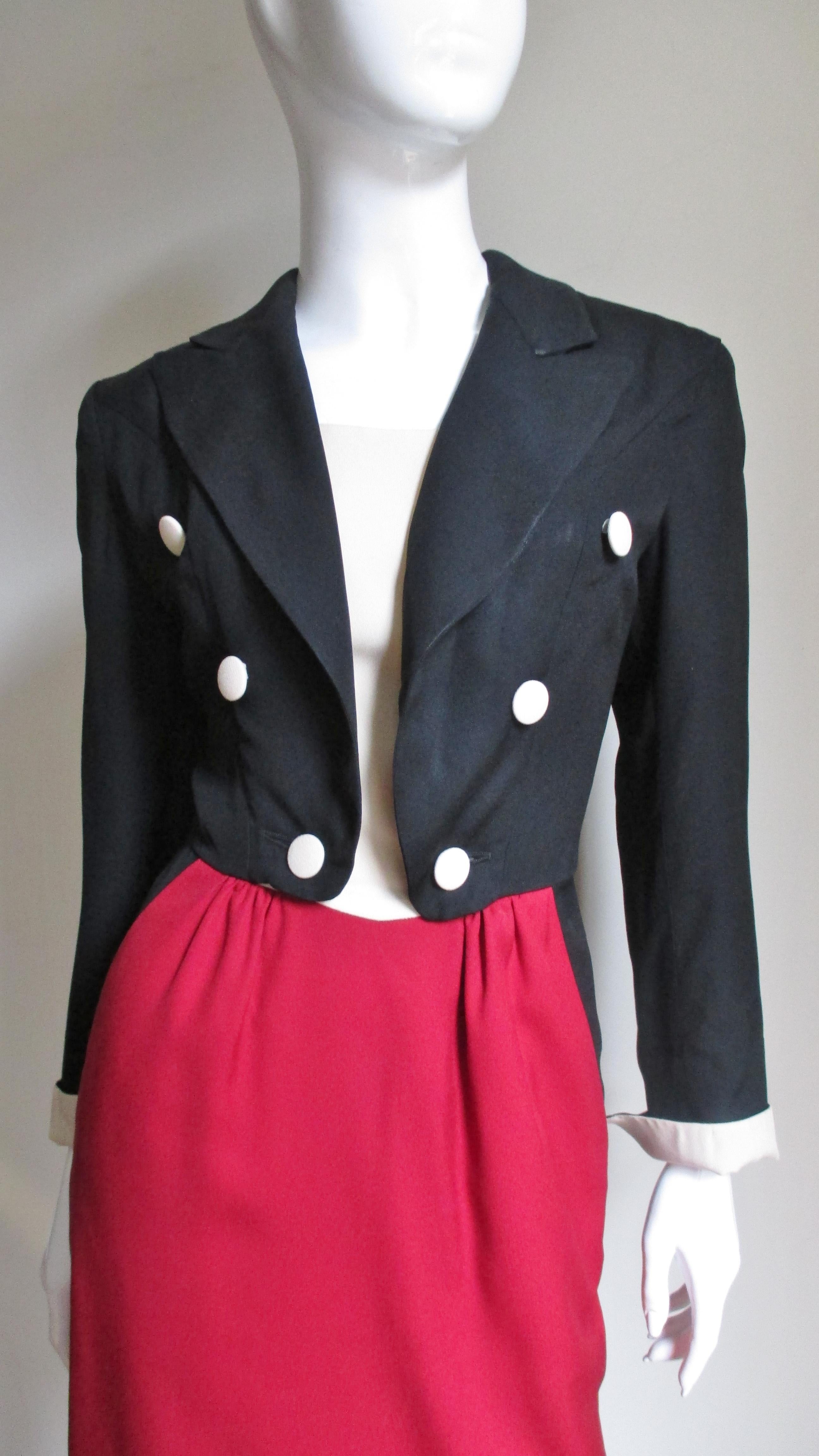 1990s Moschino Couture Ringmaster Tuxedo Dress In Good Condition In Water Mill, NY