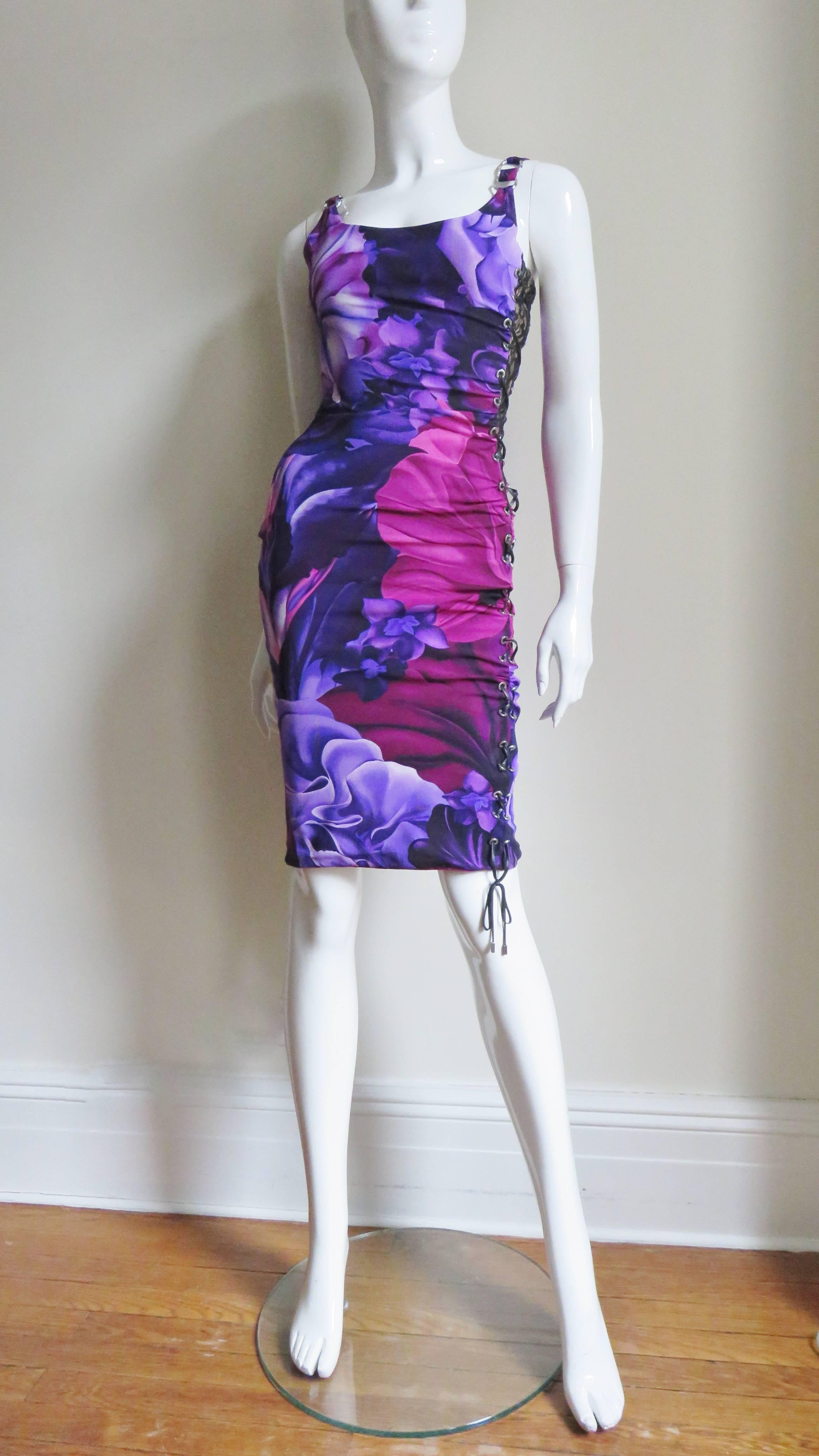 Versace Lace up Silk Dress For Sale 1