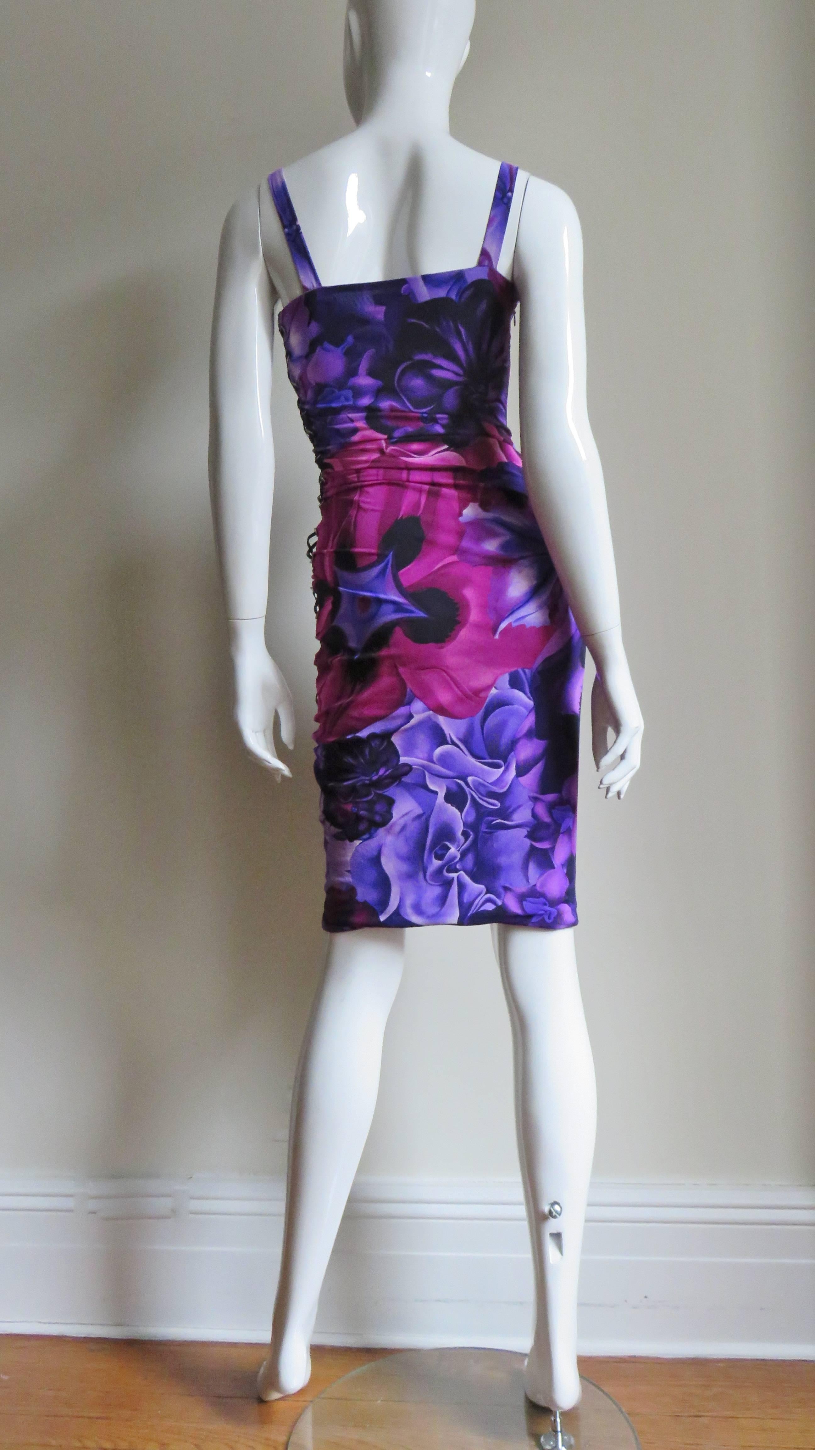 Versace Lace up Silk Dress For Sale 6