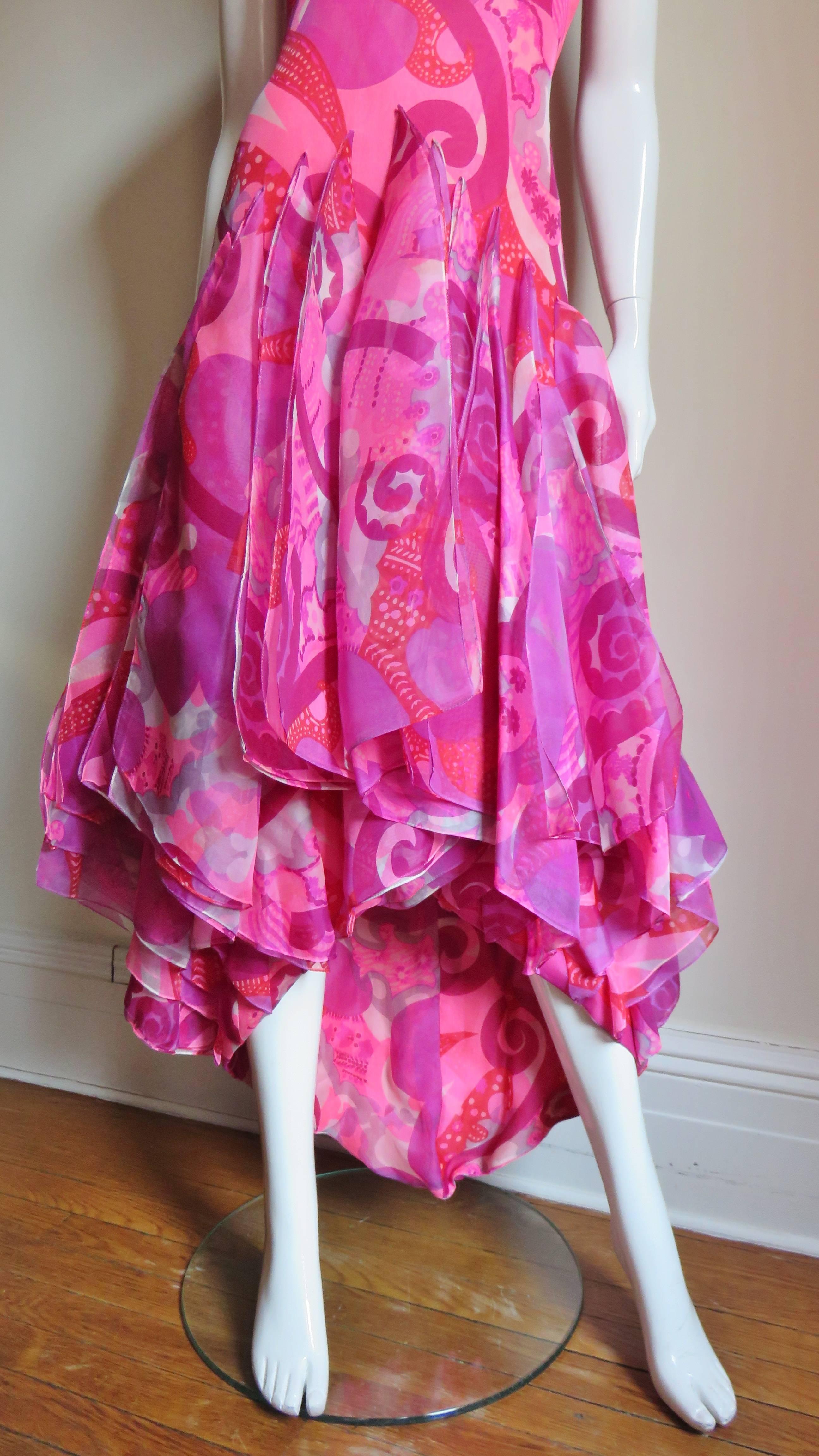 1960's Pierre Cardin Couture Scarves High Low Dress In New Condition In Water Mill, NY