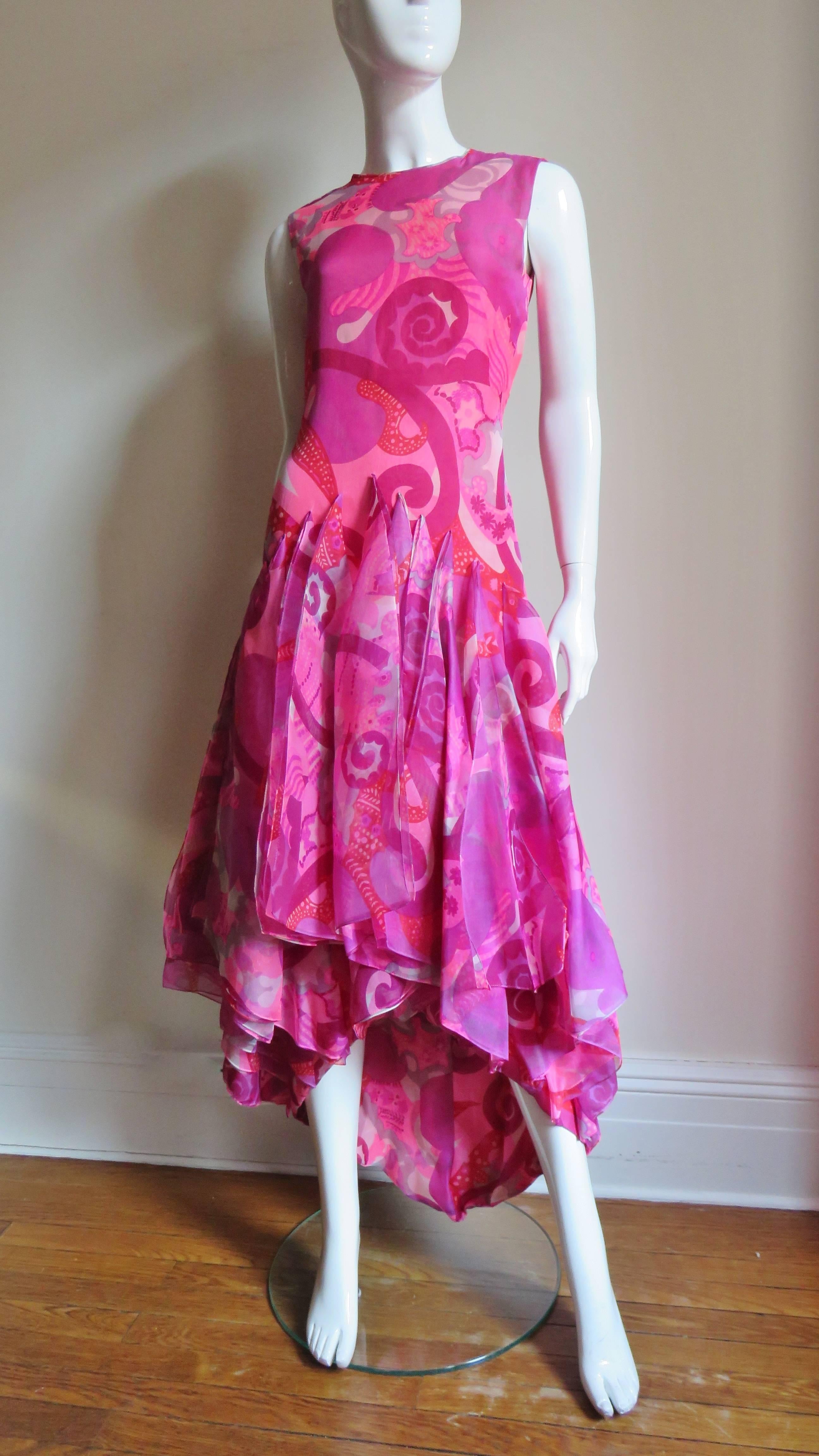 Women's 1960's Pierre Cardin Couture Scarves High Low Dress