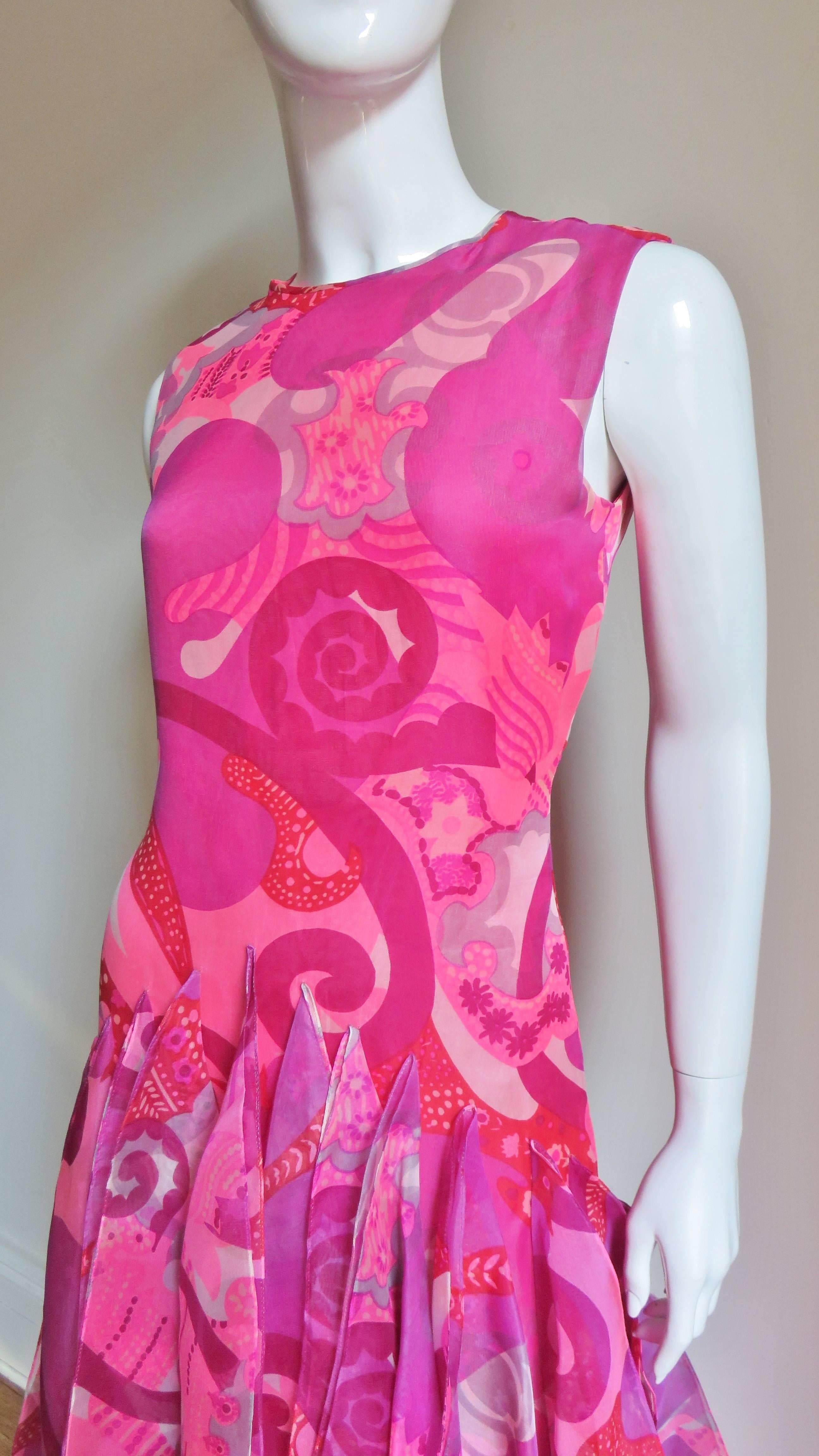 Pink 1960's Pierre Cardin Couture Scarves High Low Dress