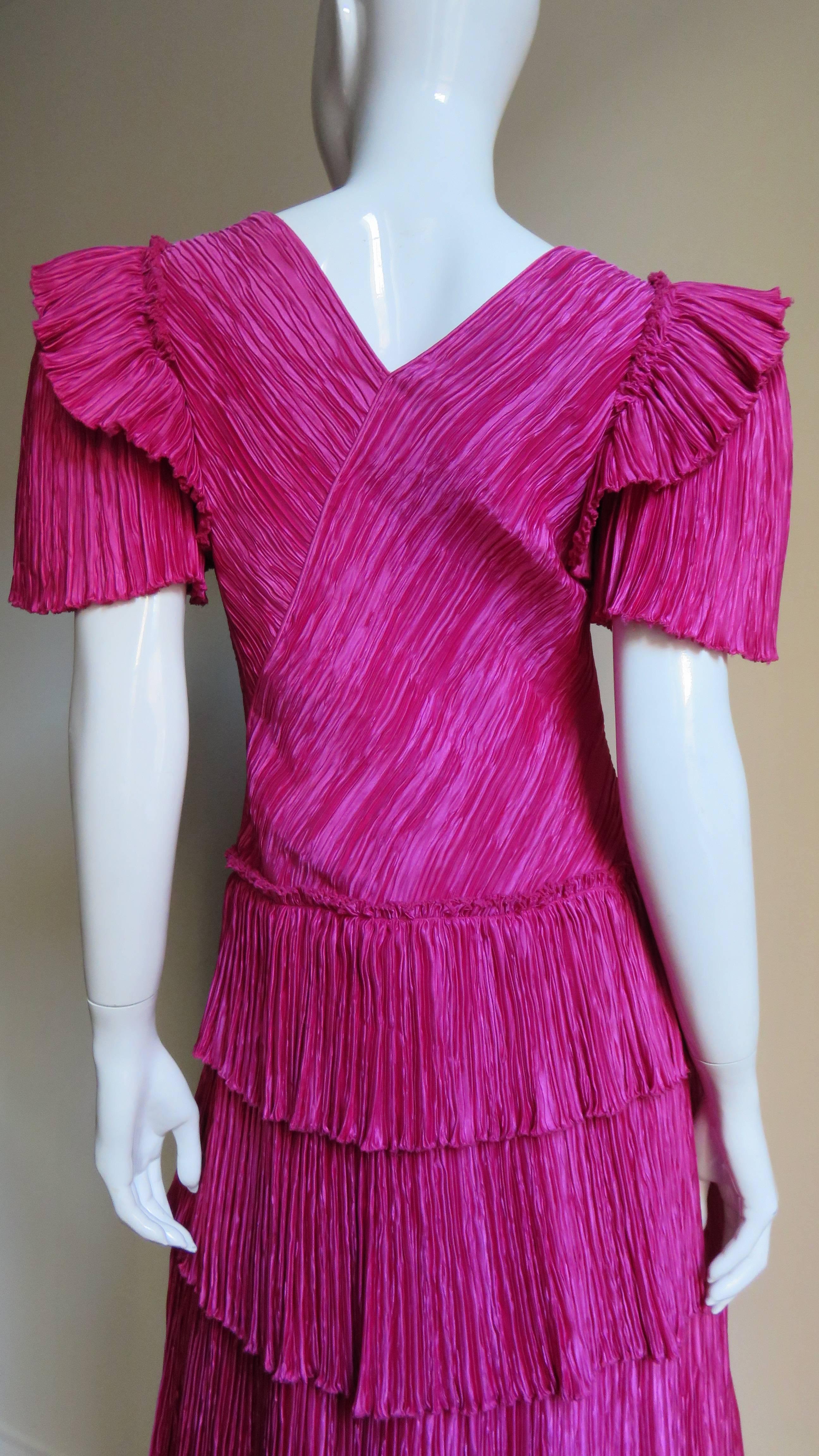 Mary McFadden Couture Silk Dress 1980s For Sale 2