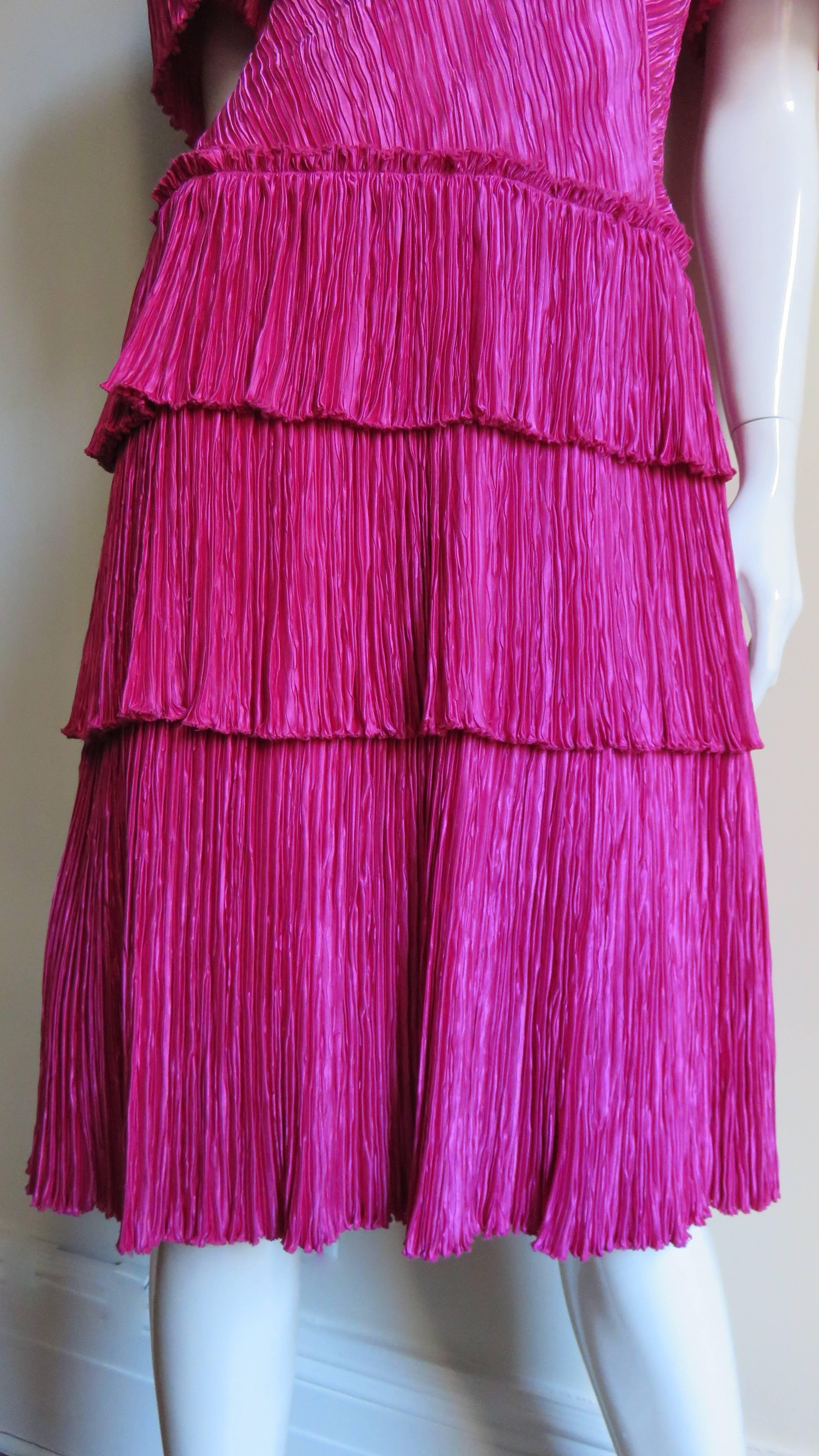 Purple Mary McFadden Couture Silk Dress 1980s For Sale
