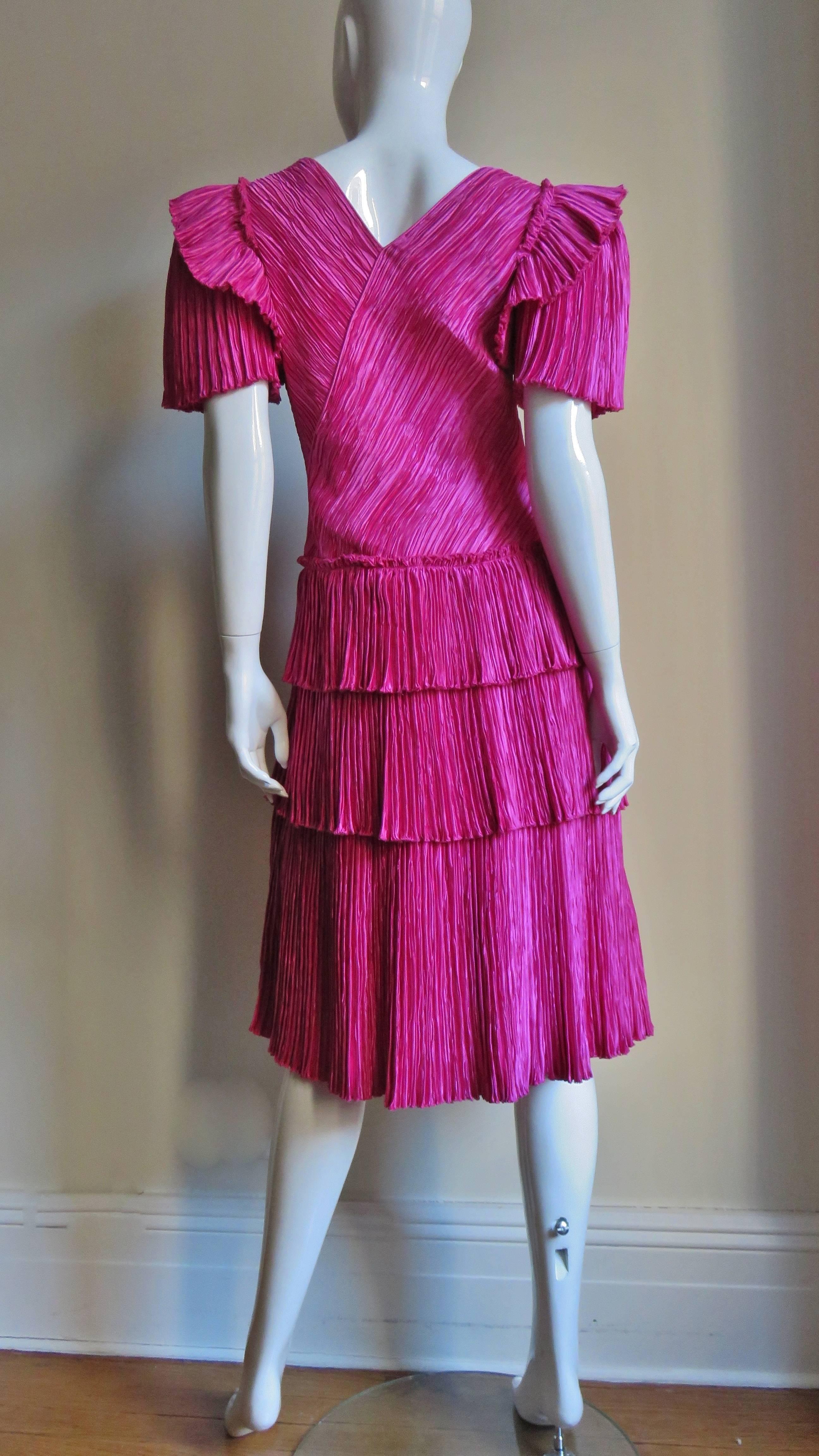 Mary McFadden Couture Silk Dress 1980s For Sale 4
