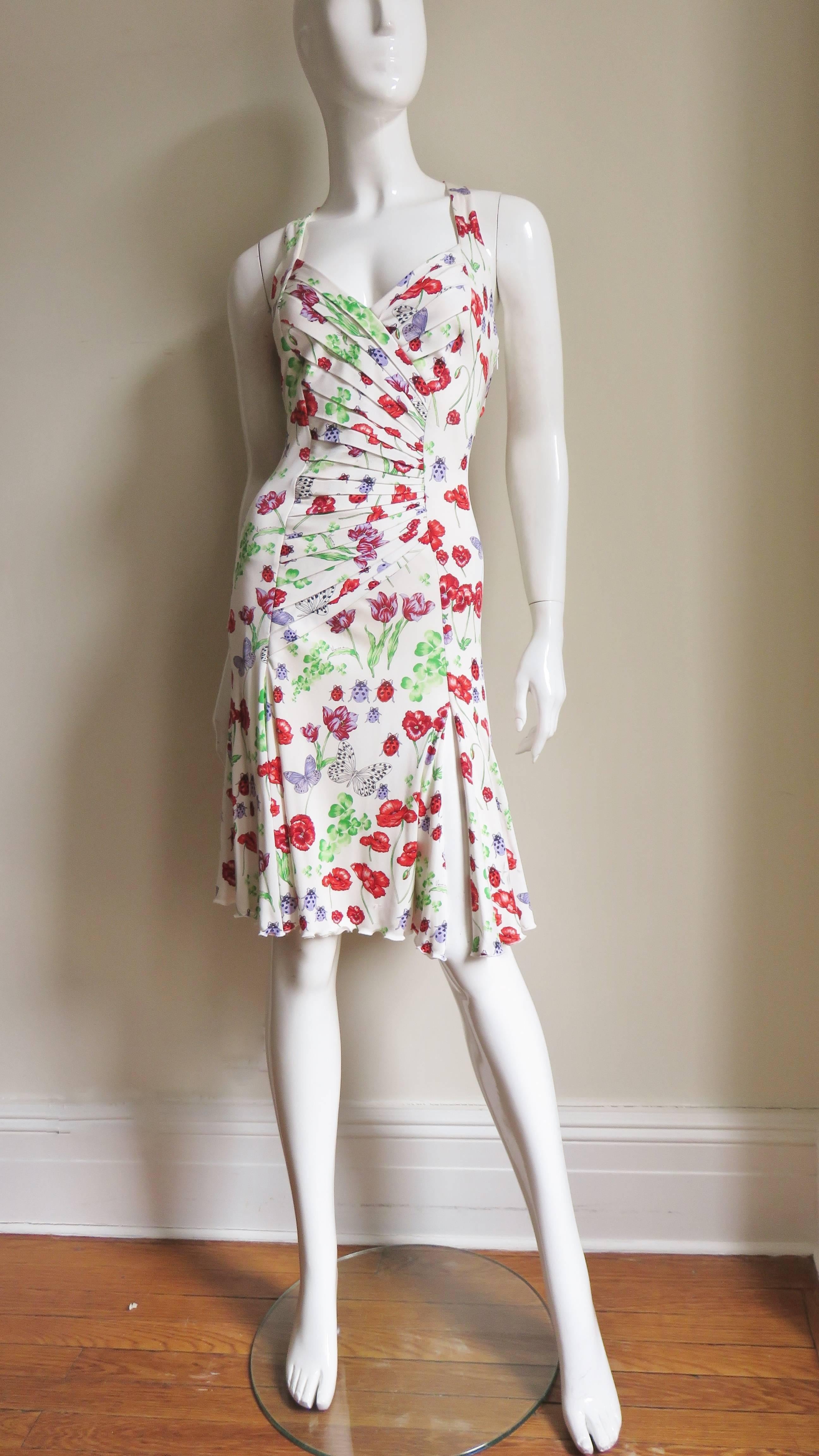 Versace Silk Backless Butterflies and Flowers Silk Dress 3