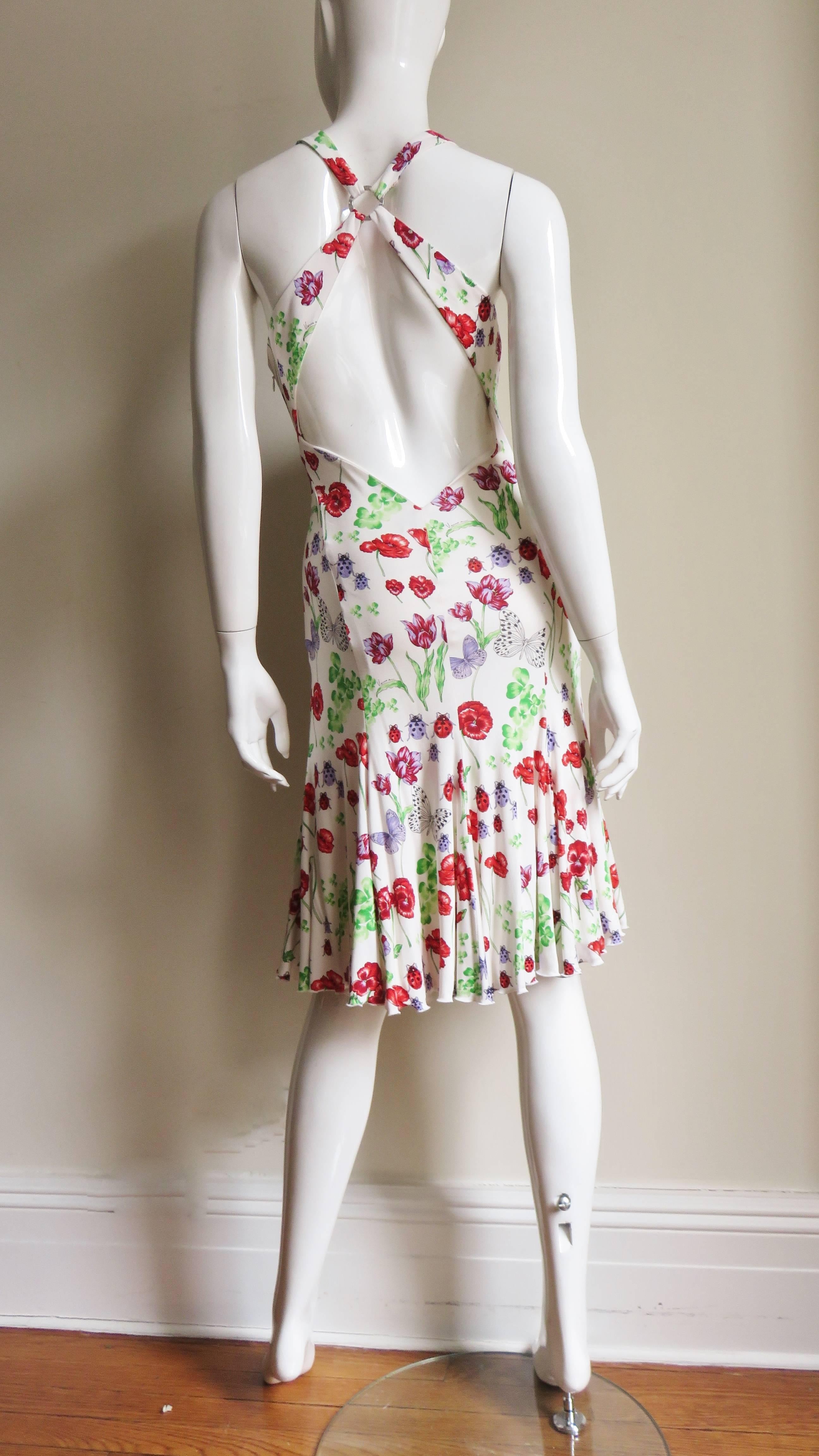 Versace Silk Backless Butterflies and Flowers Silk Dress 7