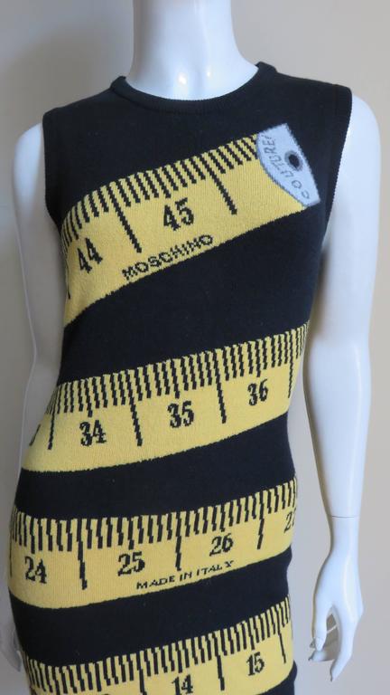 Black Moschino Couture Color Block Measuring Tape Dress For Sale