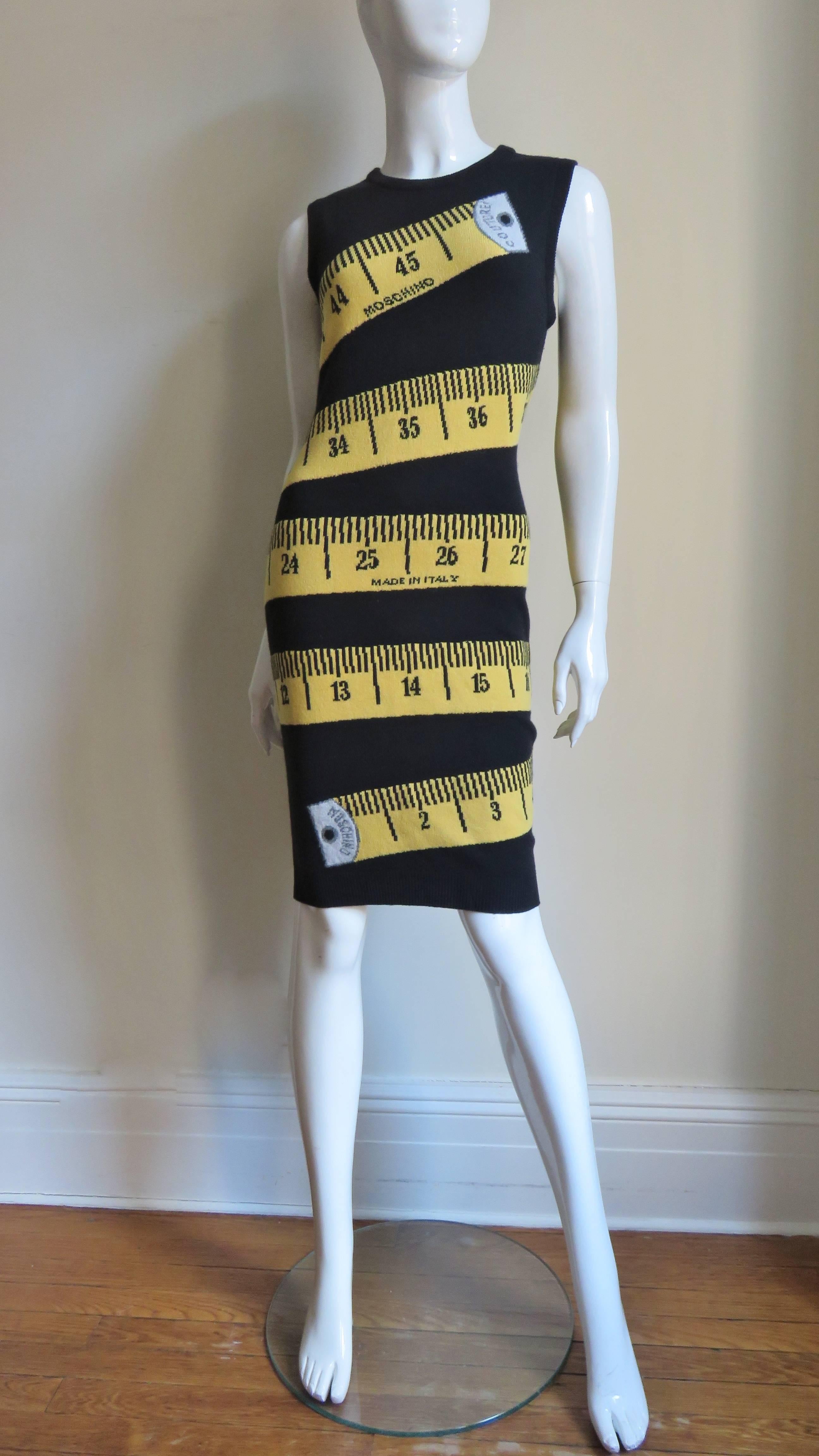 Moschino Couture Color Block Measuring Tape Dress In Good Condition In Water Mill, NY