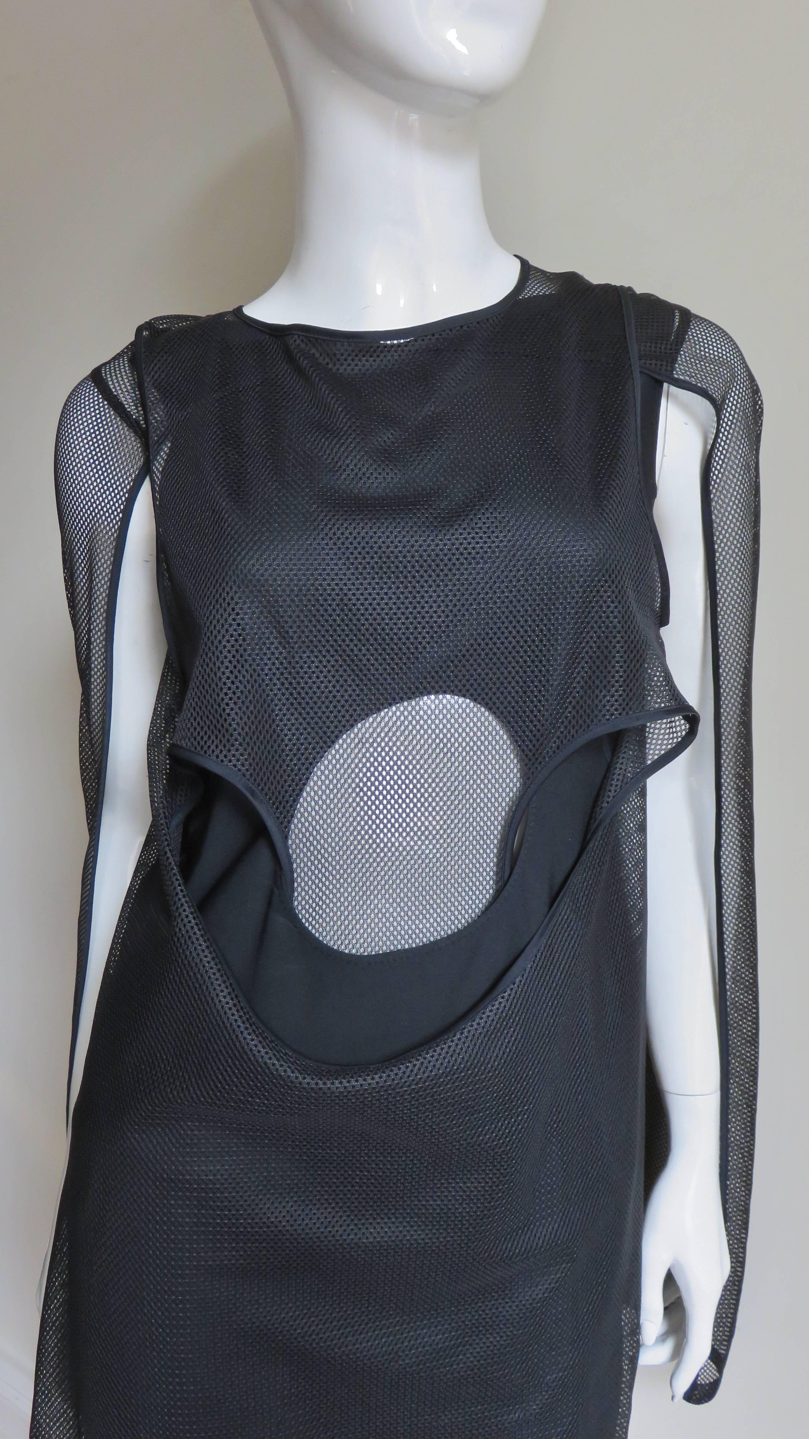 Black Comme des Garcons Junya Watanabe Dress with Cut Out For Sale