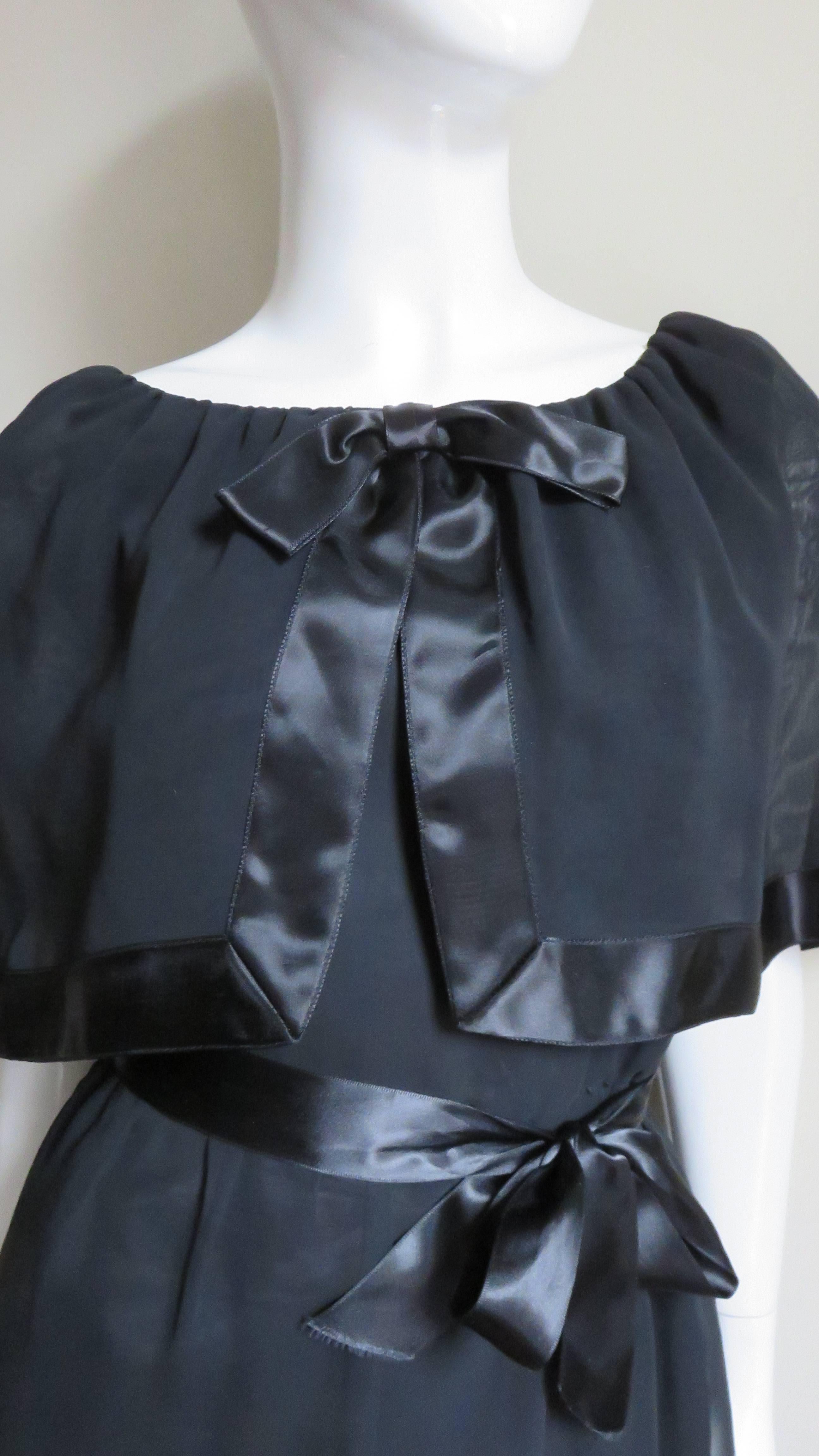 Black Travilla Dress with Capelet 1970s For Sale