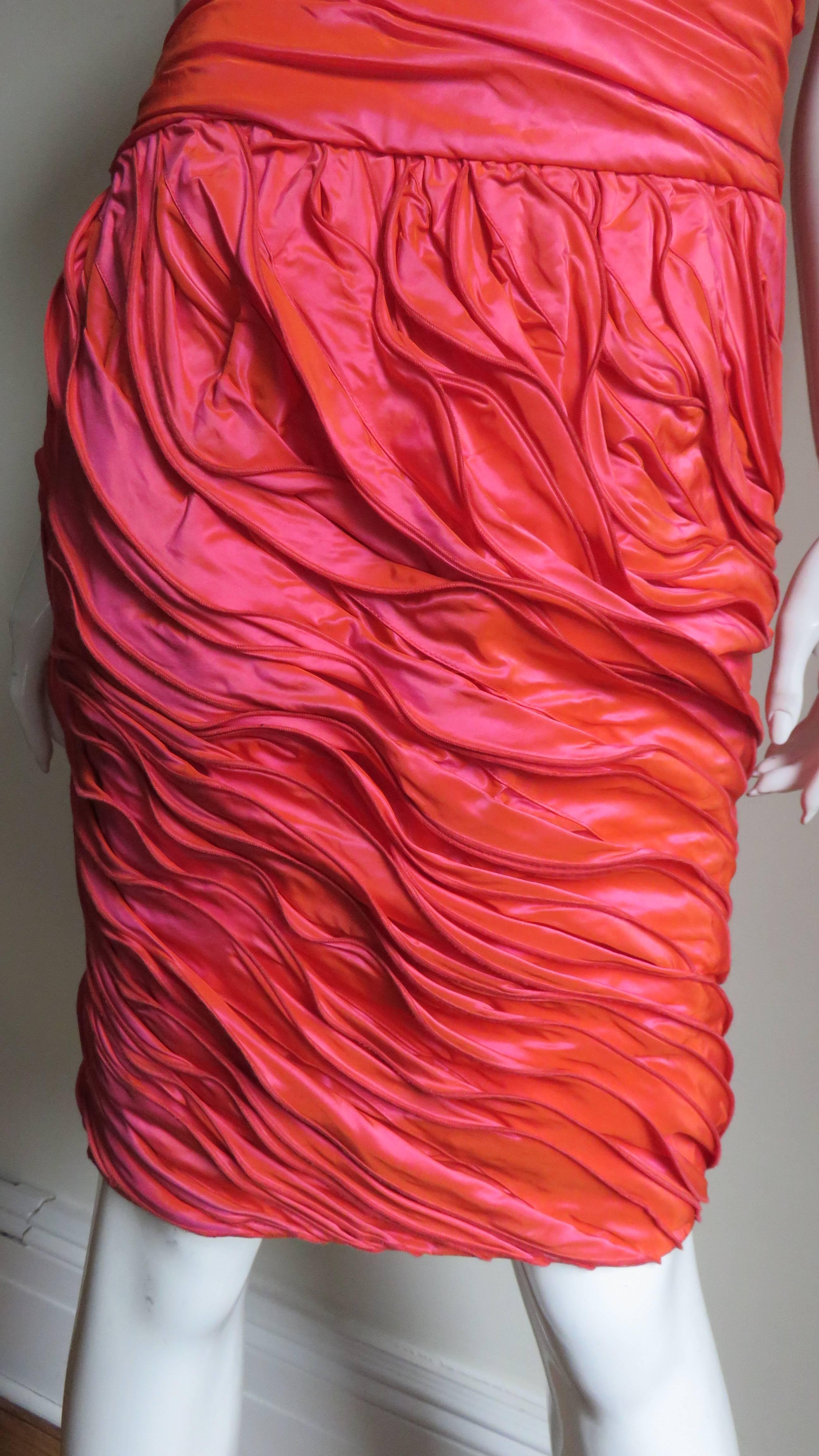 Women's Louis Feraud 1980s Silk Dress with Elaborate Layers  For Sale