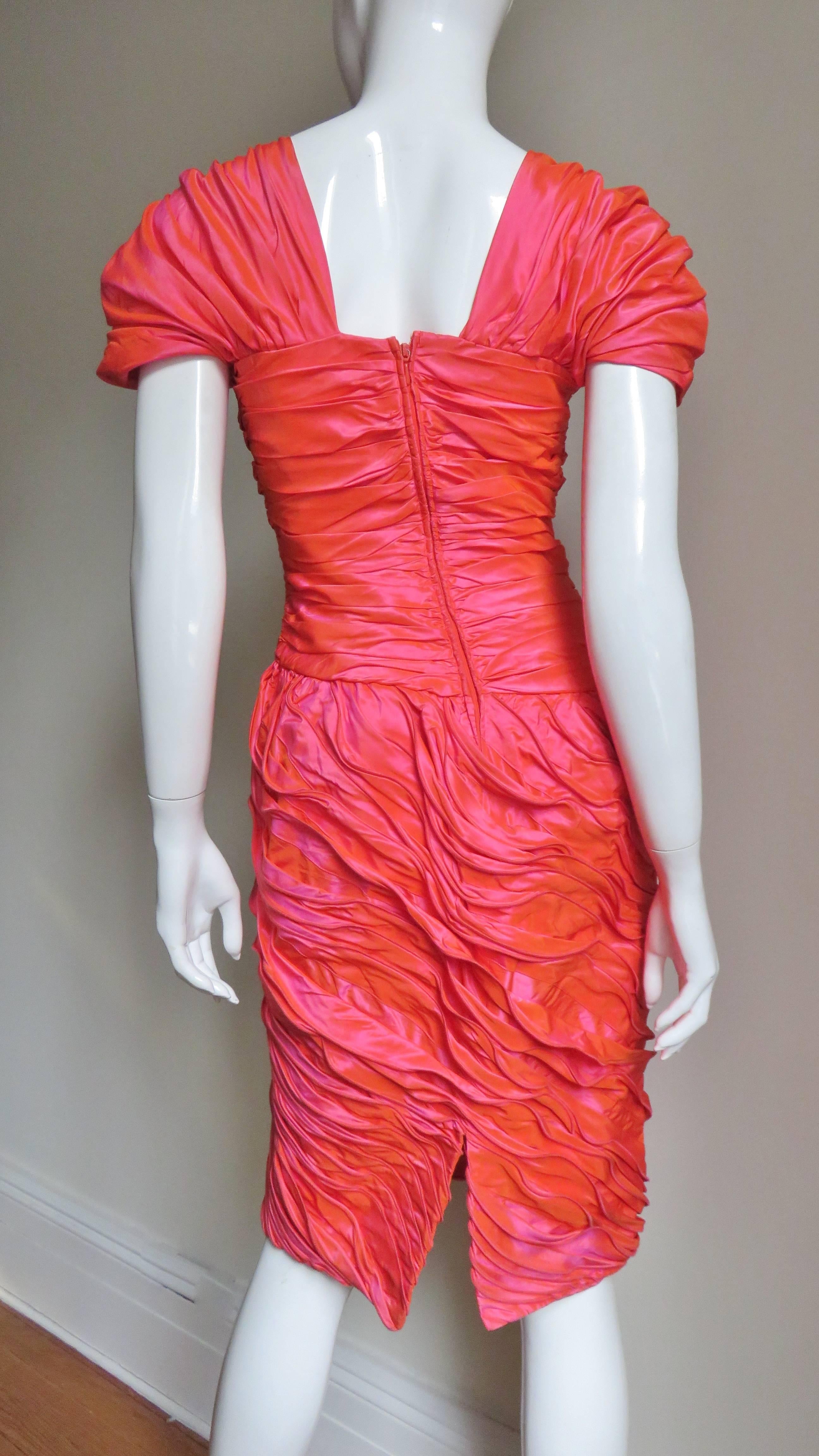 Louis Feraud 1980s Silk Dress with Elaborate Layers  For Sale 4