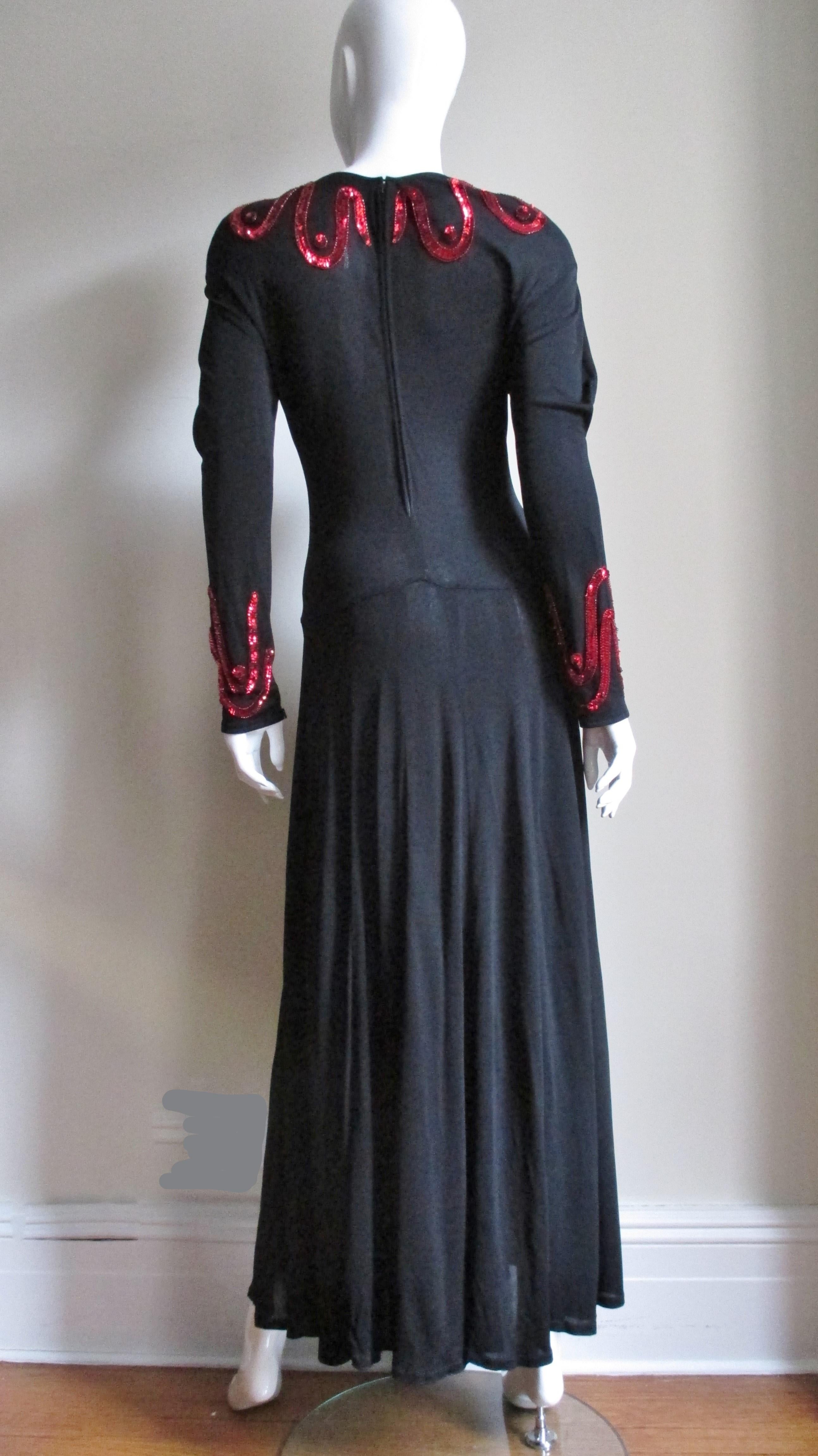1980s Jean Muir Silk Jersey Dress with Sequins 8