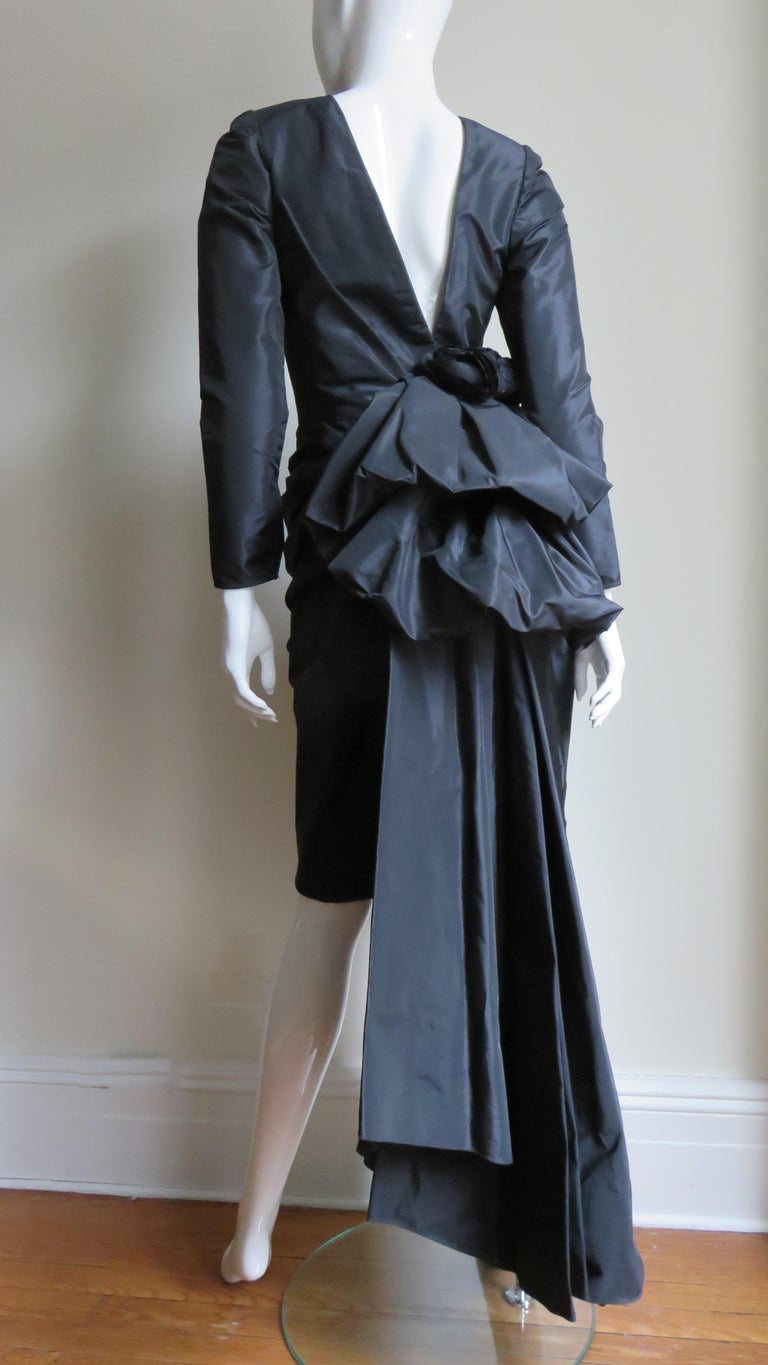 Victor Costa 1980s Dress with Bustle For Sale at 1stdibs