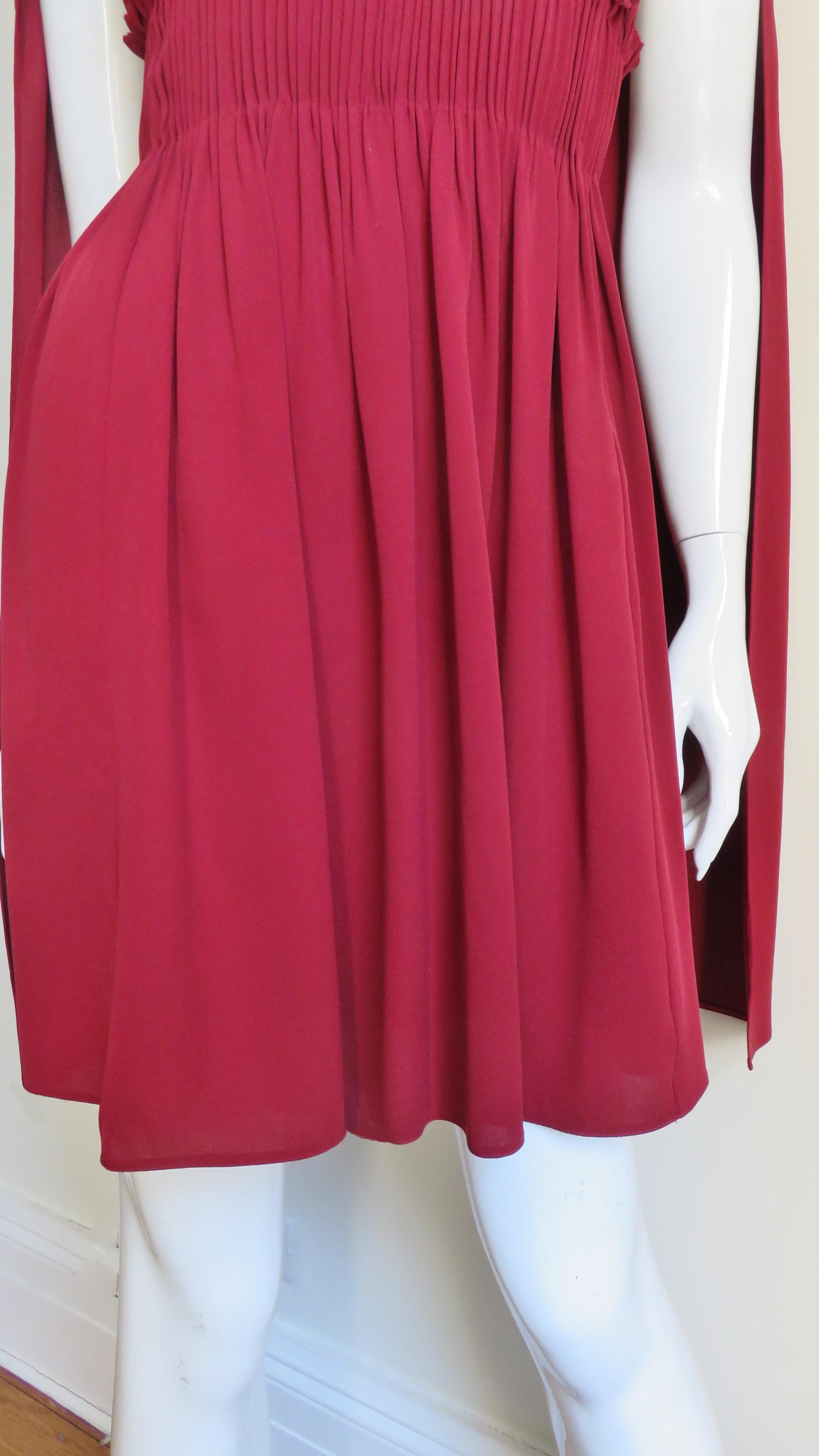 Red Valentino Silk Dress with Cape