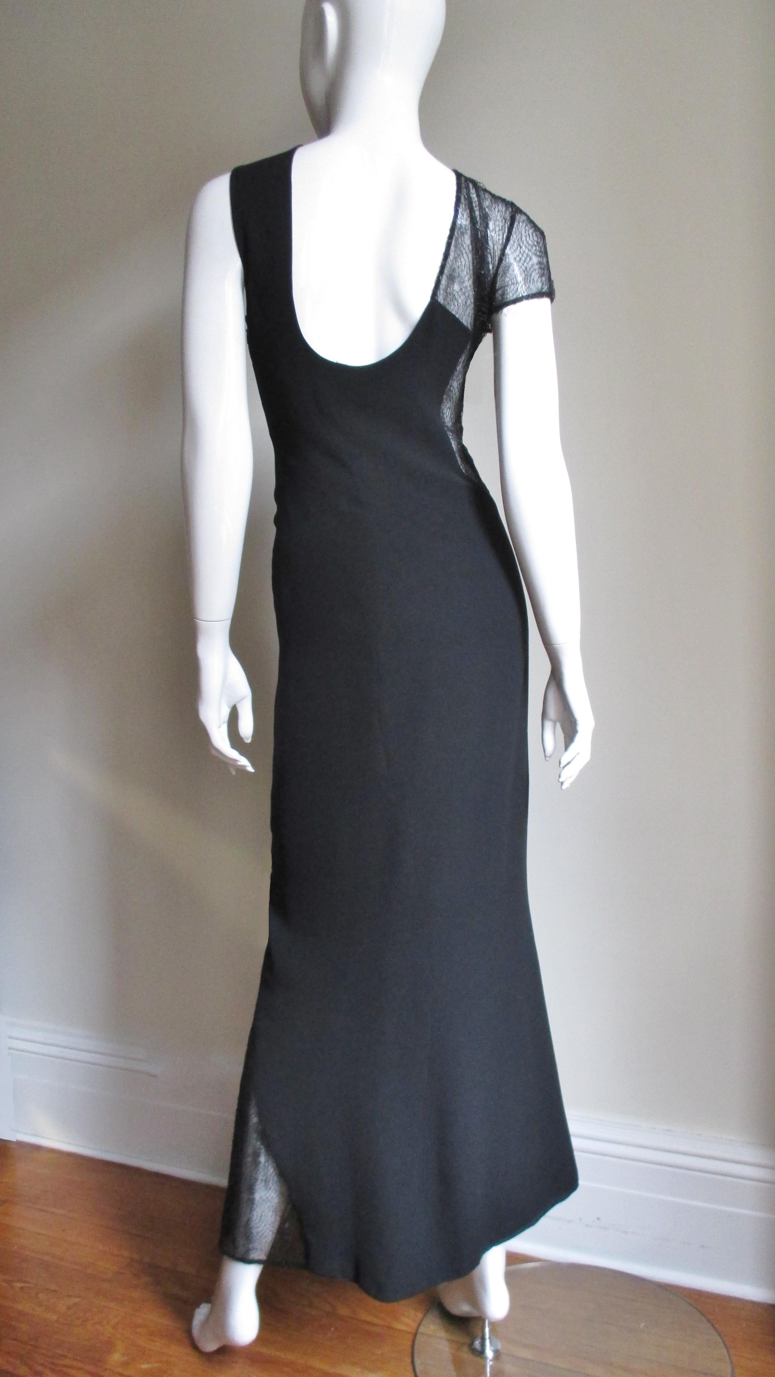 1990s Gianni Versace Asymmetric Gown with Lace Cutouts 6