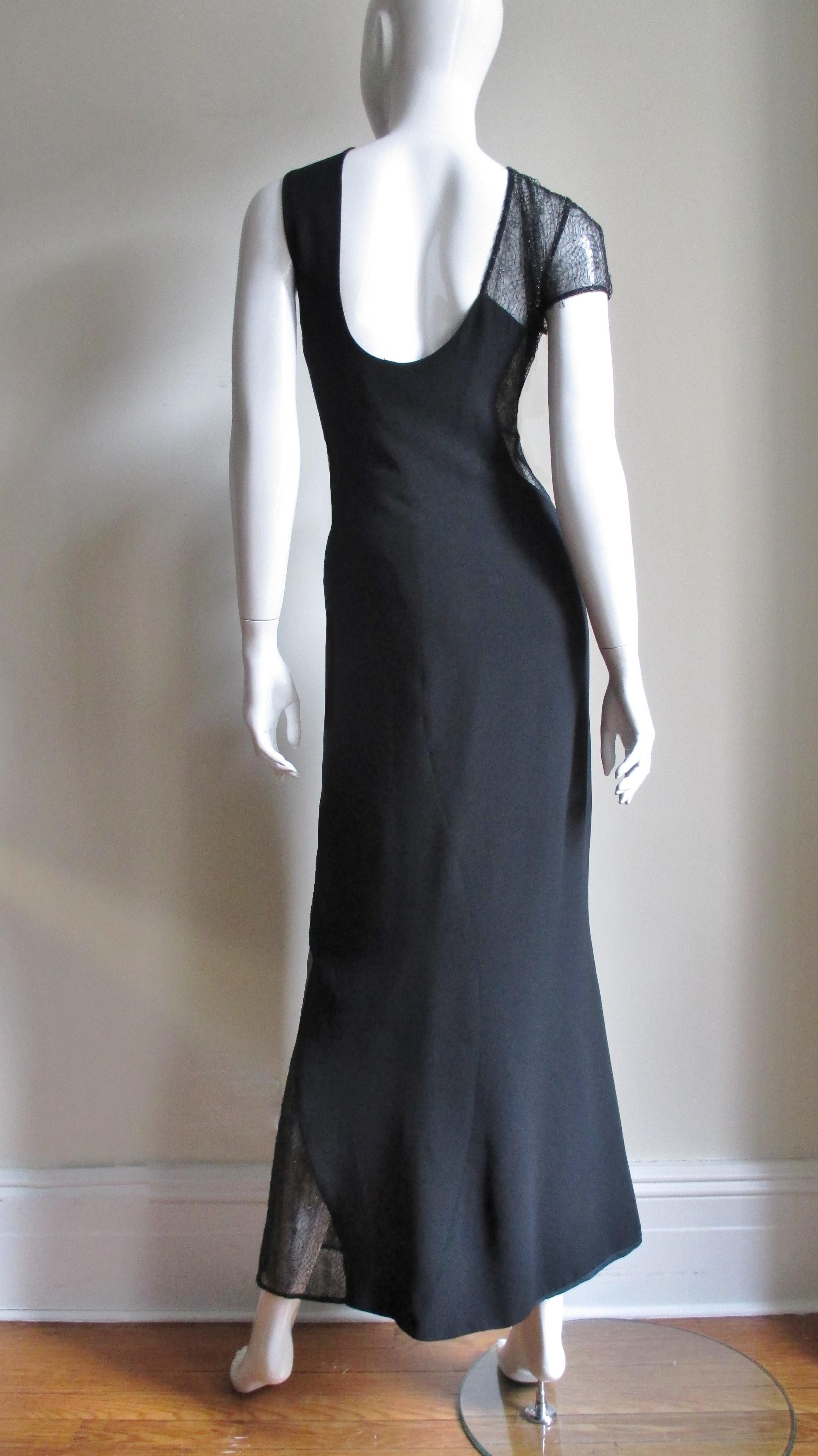 1990s Gianni Versace Asymmetric Gown with Lace Cutouts 10