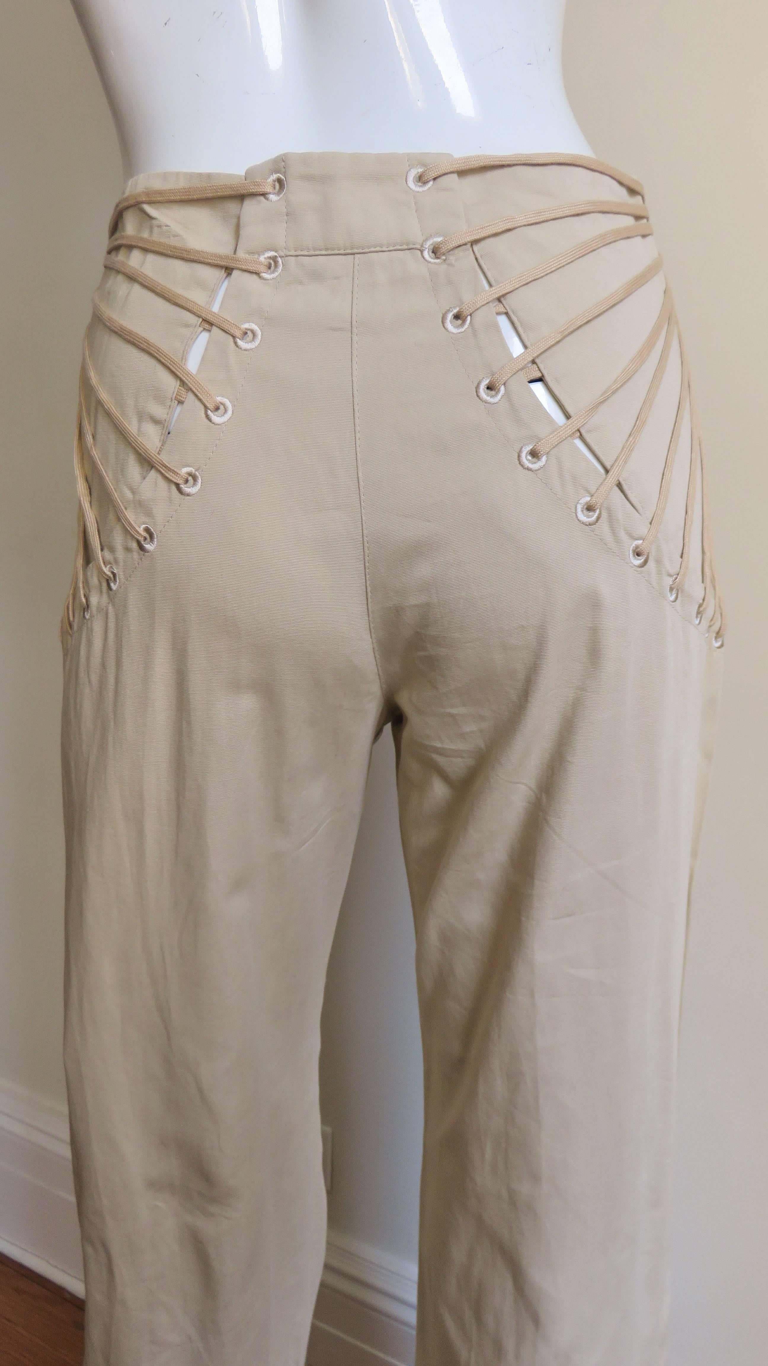 Brown 1990s Alexander McQueen New Vintage Pants With Hip Lacing