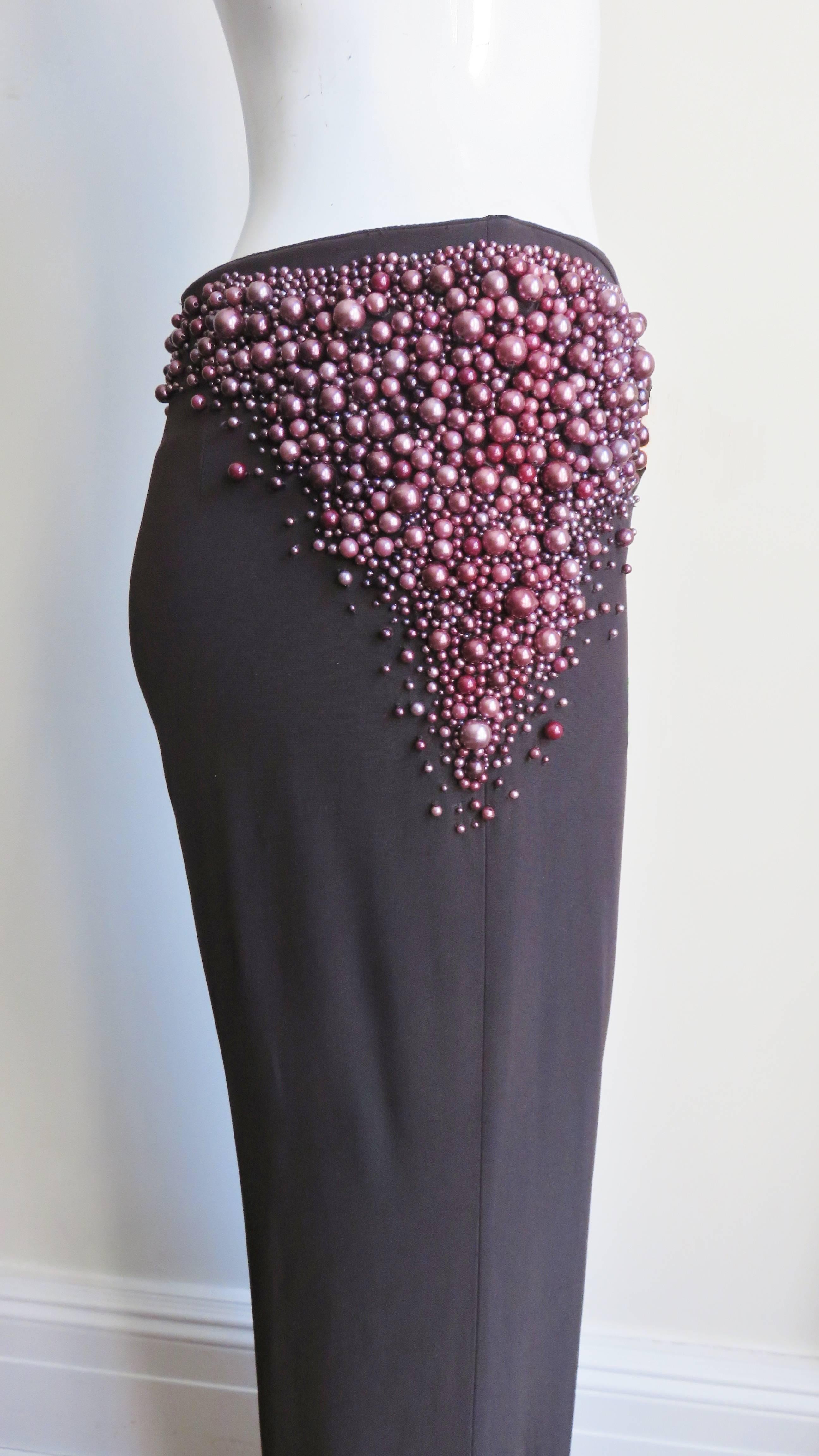 pearl embellished trousers