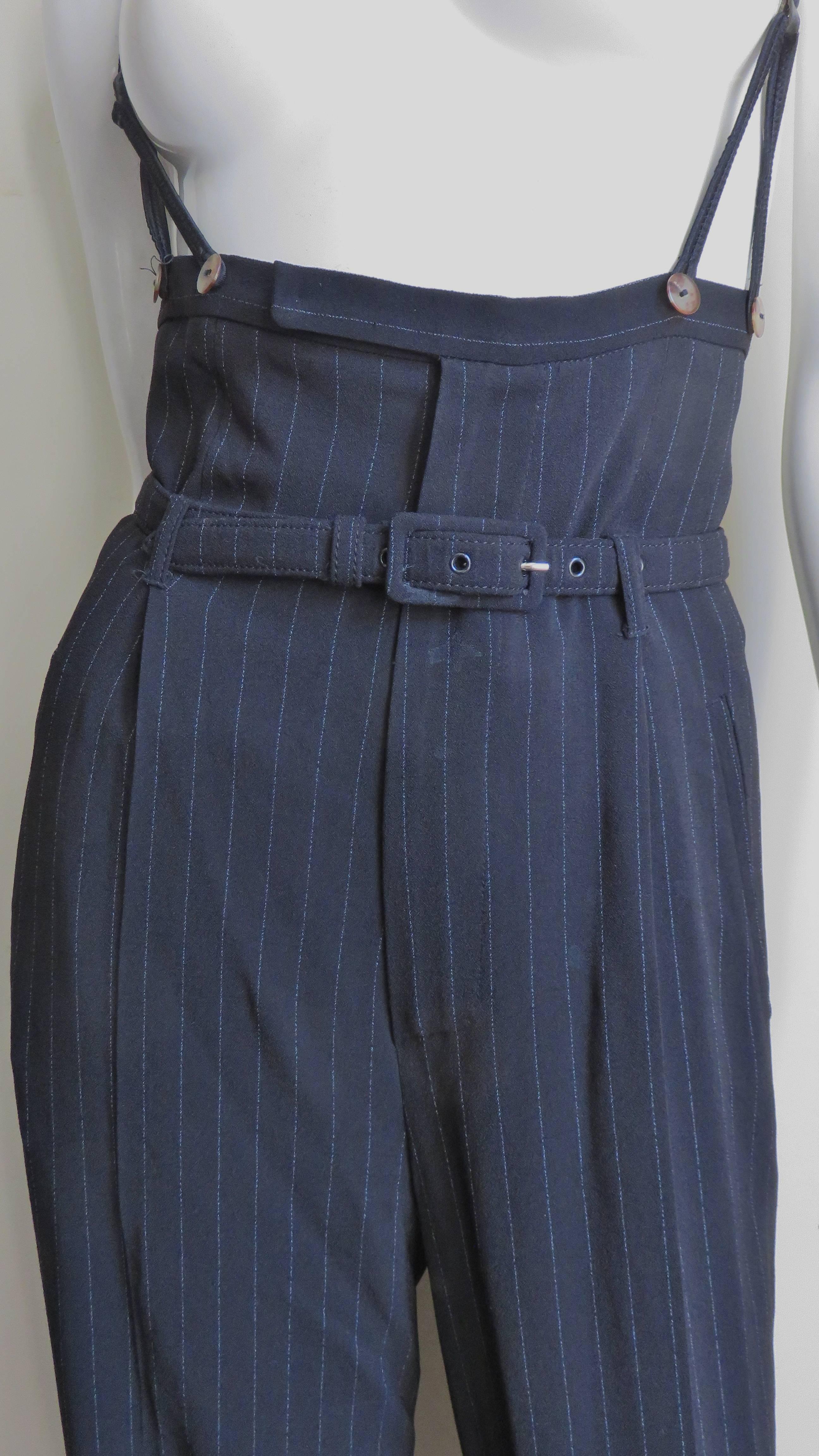 high waist trousers with braces
