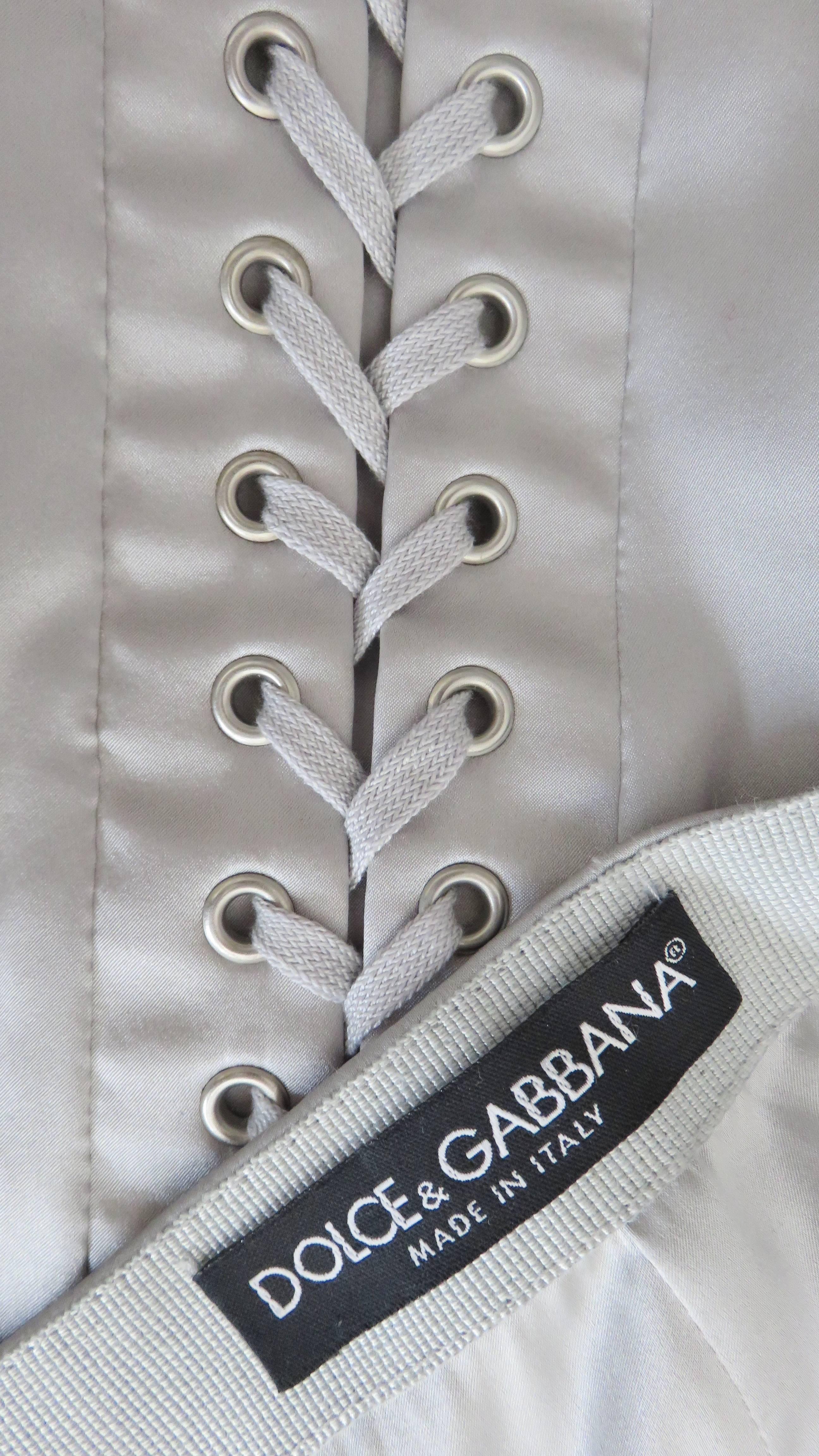 Dolce & Gabbana Lace up Silk Skirt For Sale 2