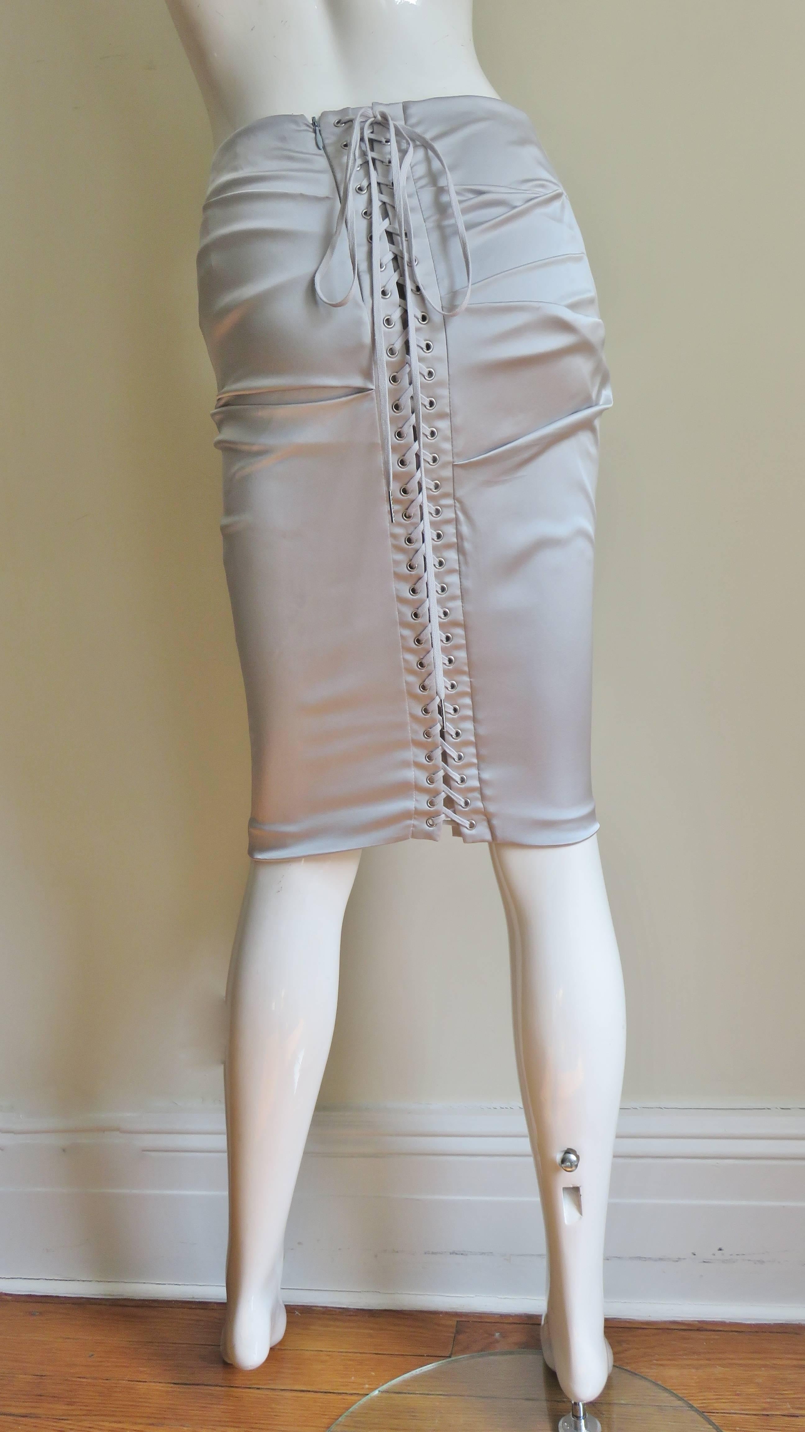Dolce & Gabbana Lace up Silk Skirt For Sale 1