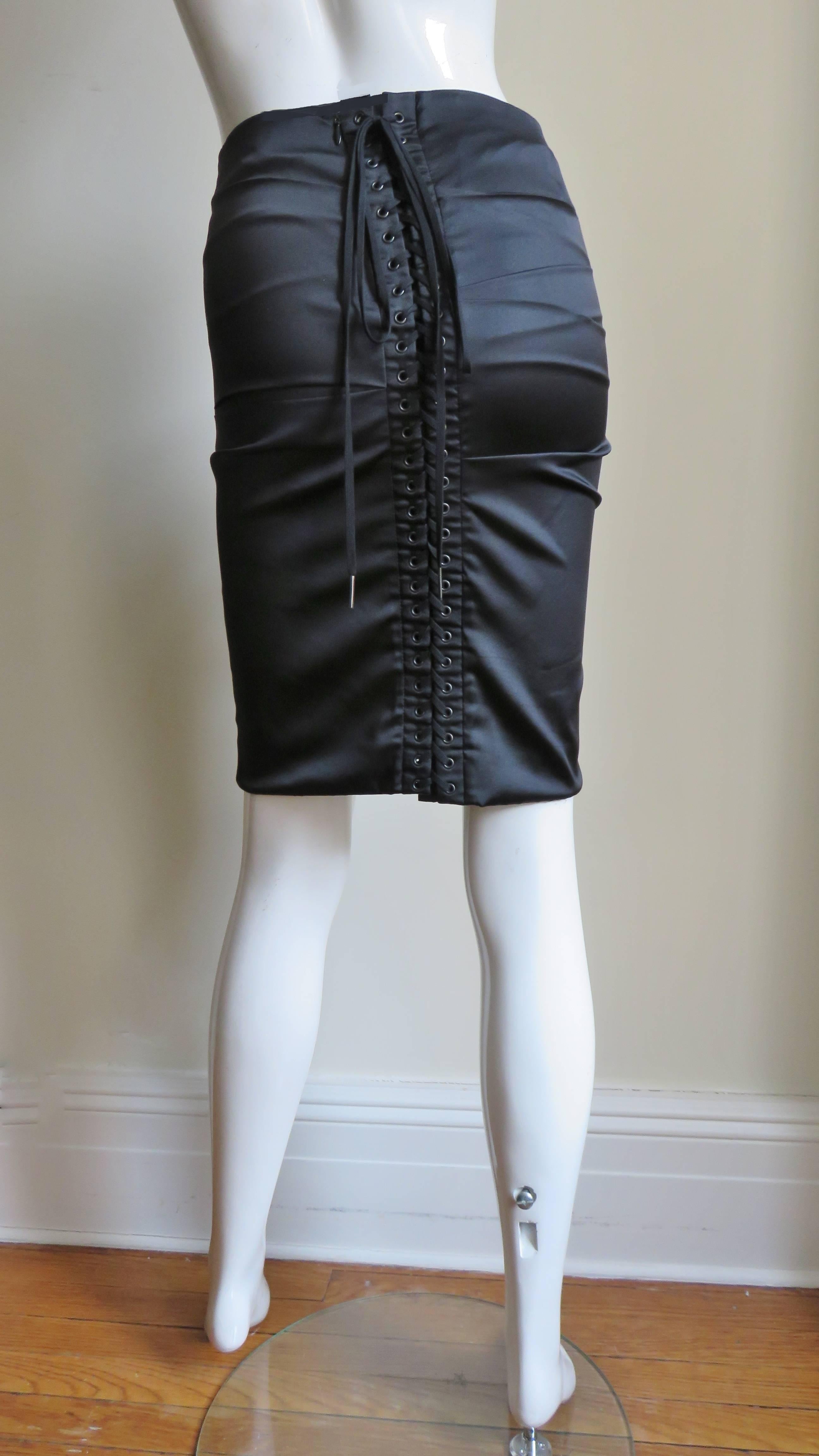 Dolce & Gabbana Lace up Silk Skirt For Sale 1