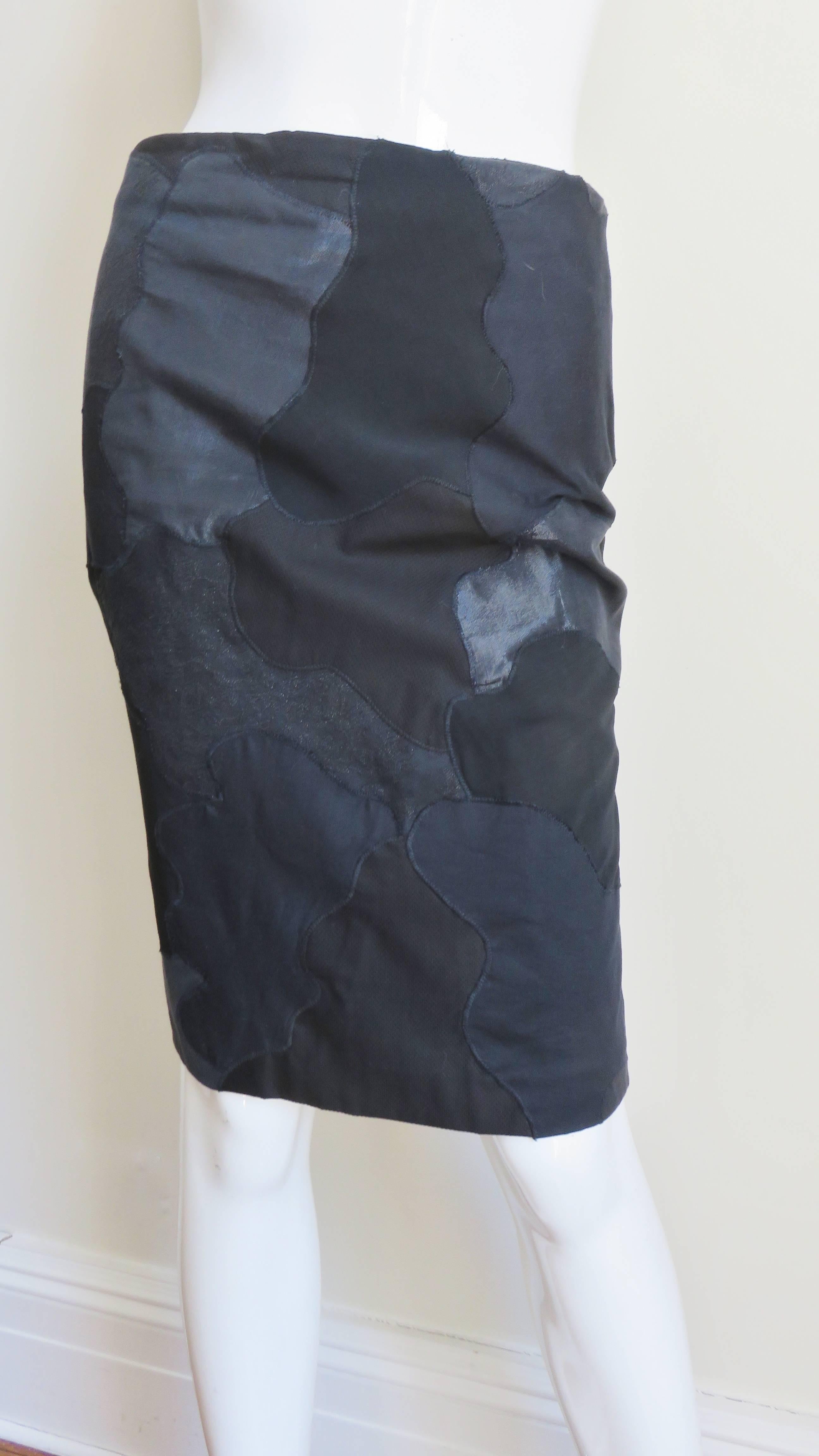 Alexander McQueen Black Patchwork Applique Skirt In Excellent Condition In Water Mill, NY