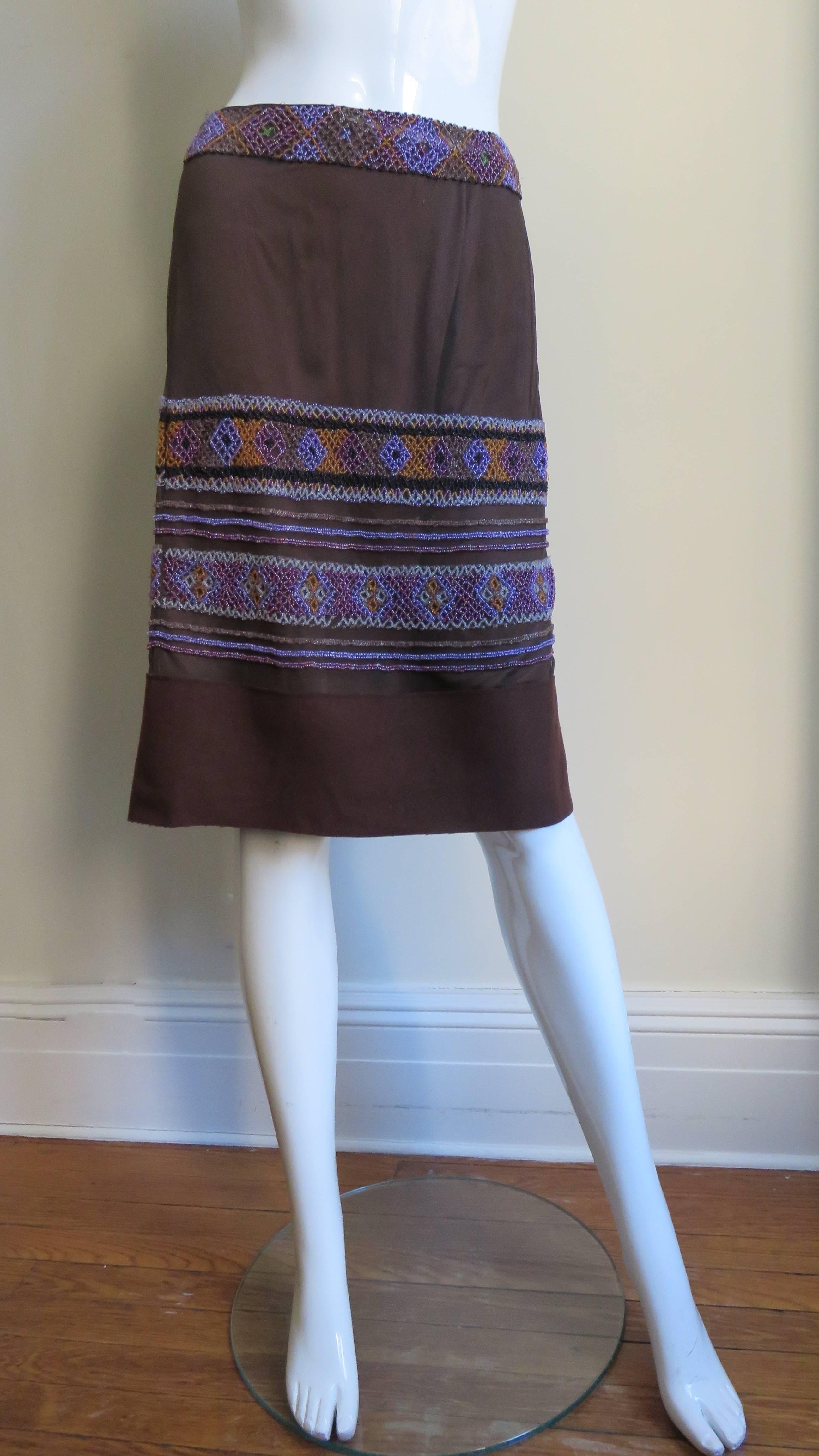 Alberta Ferretti Skirt with Beaded Lines For Sale 1