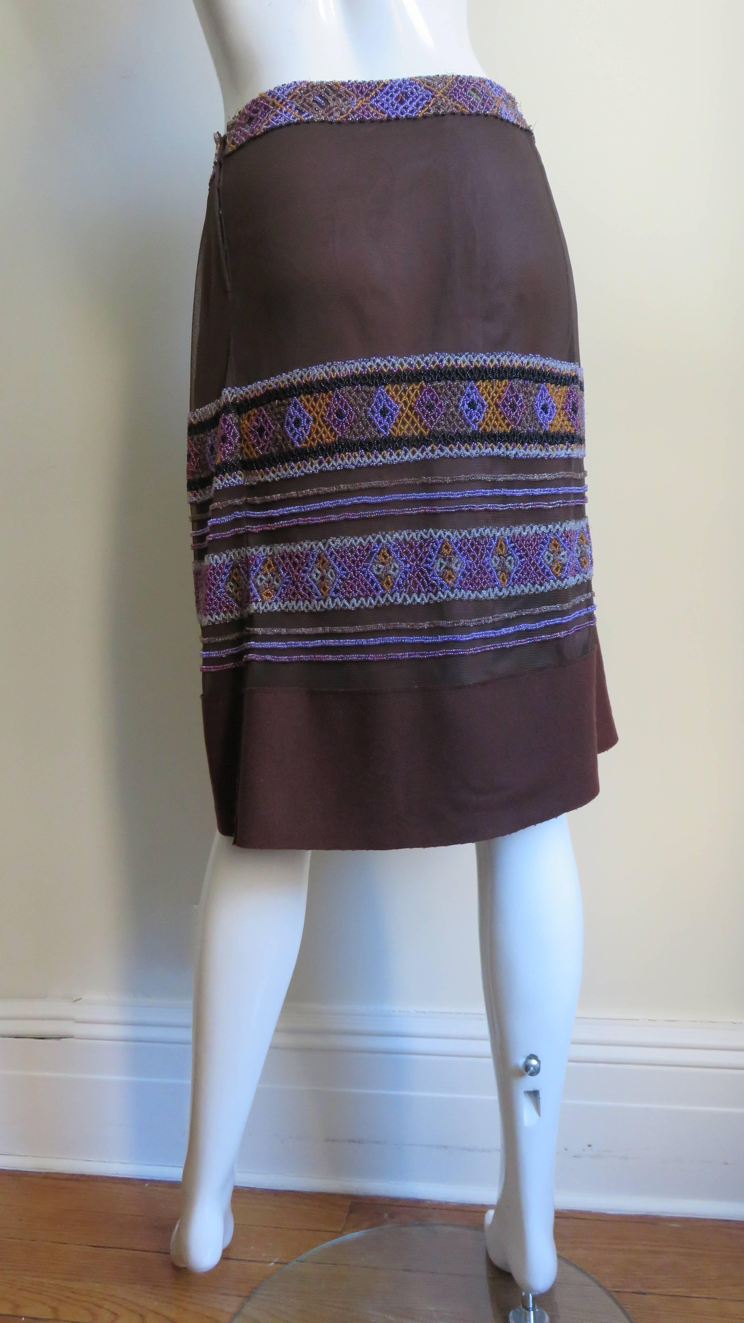 Alberta Ferretti Skirt with Beaded Lines For Sale 5