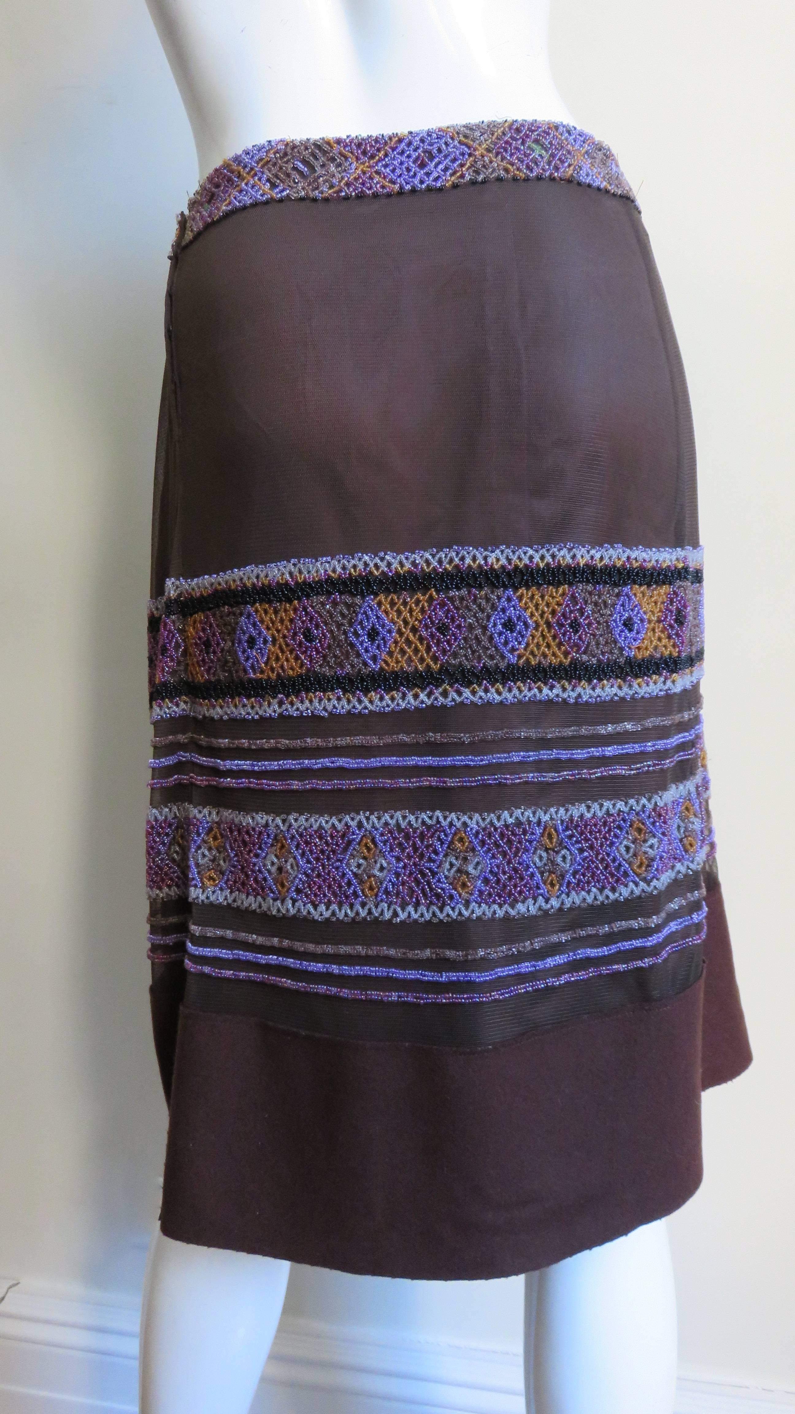 Alberta Ferretti Skirt with Beaded Lines For Sale 3