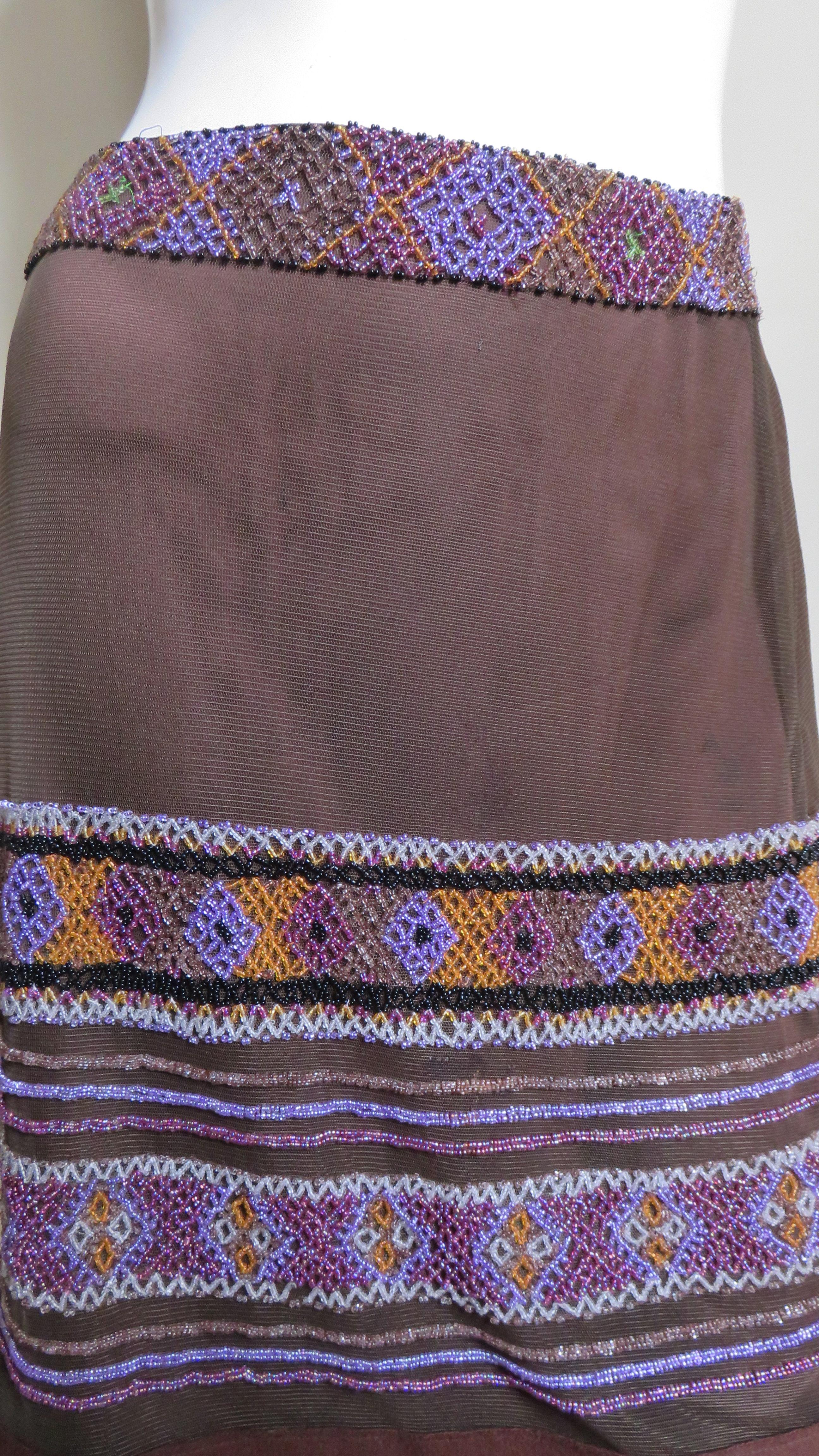 Black Alberta Ferretti Skirt with Beaded Lines For Sale