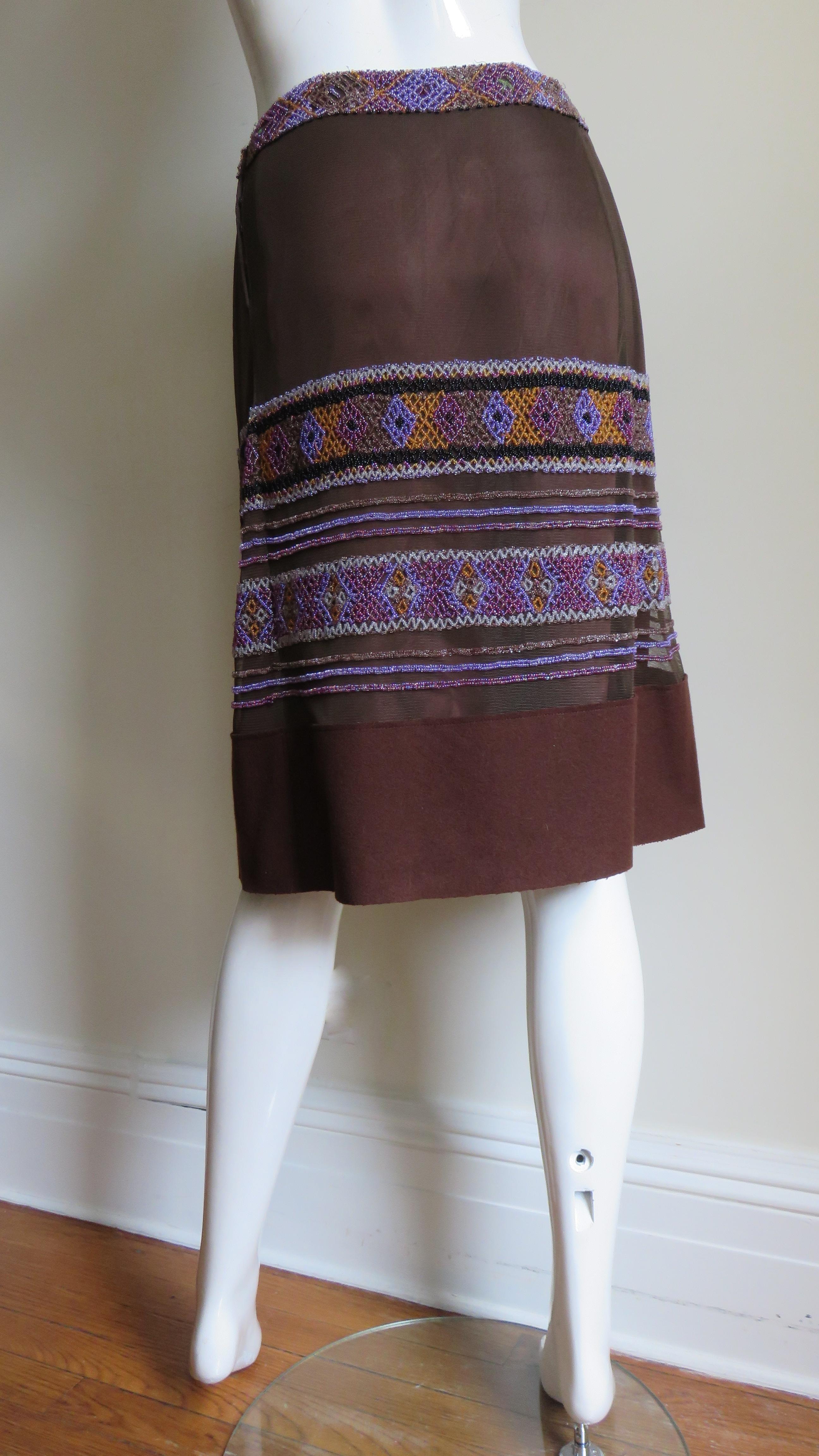 Alberta Ferretti Skirt with Beaded Lines For Sale 2