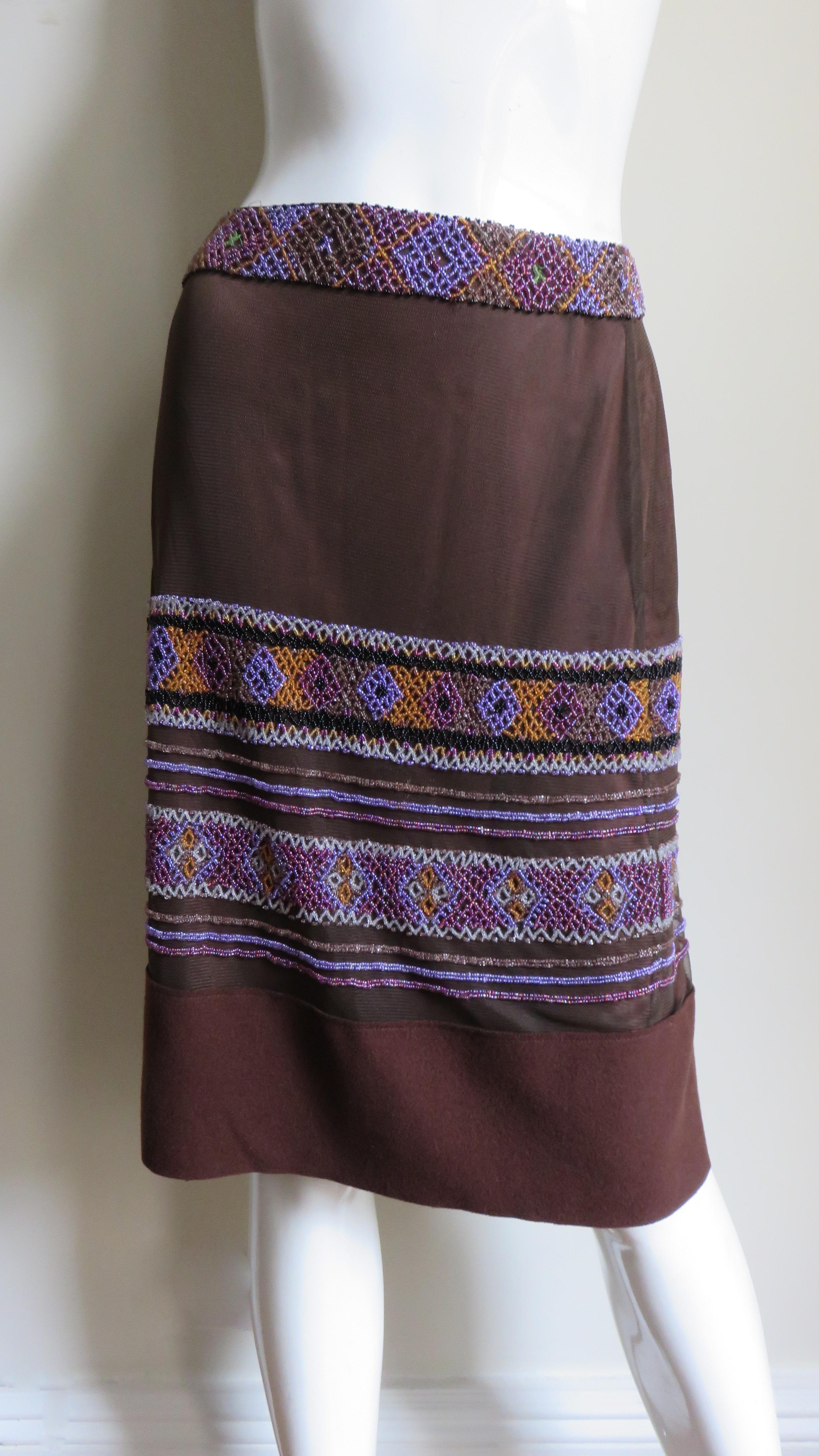 Women's Alberta Ferretti Skirt with Beaded Lines For Sale