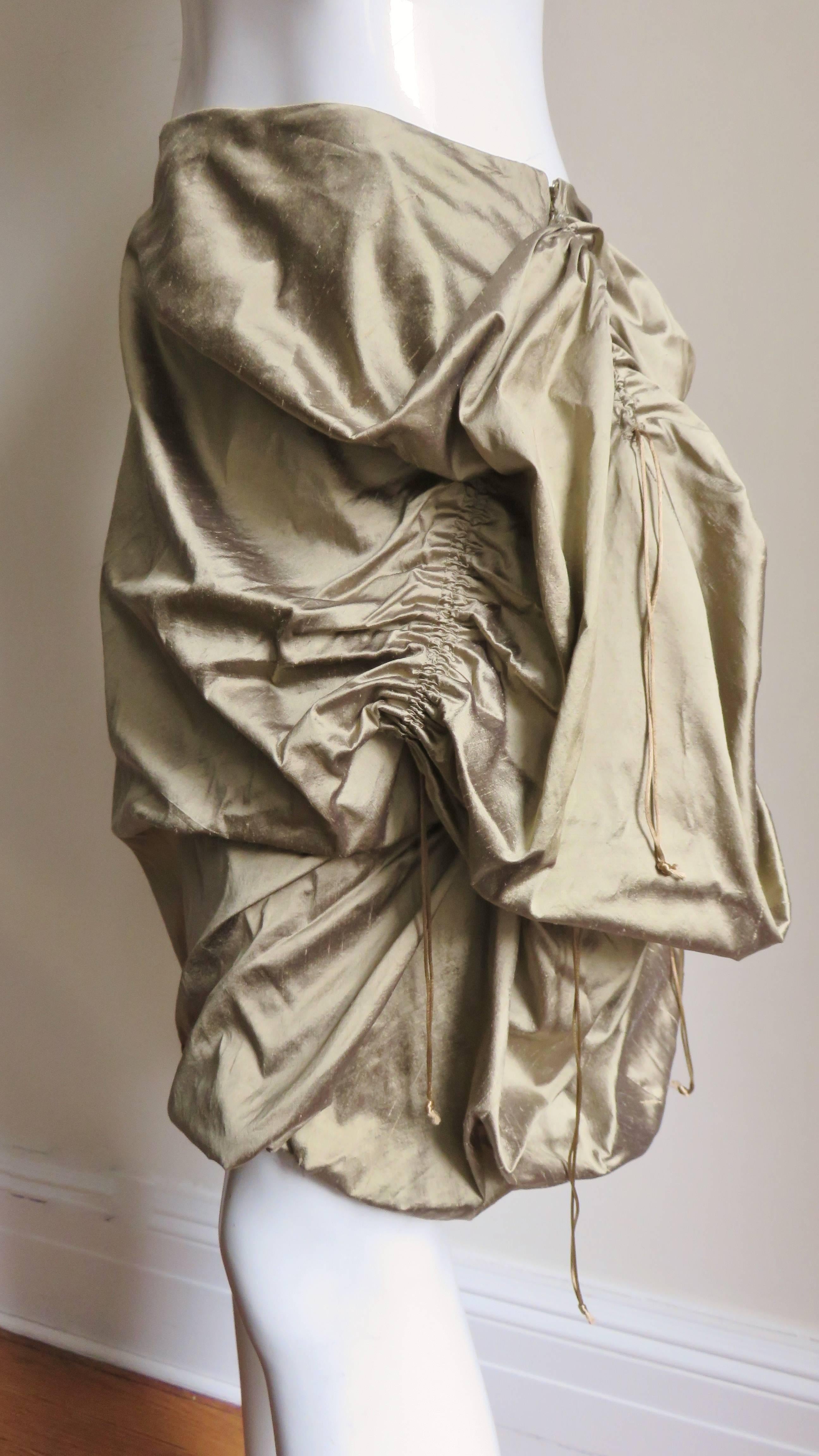 Brown 1990s Christian Lacroix Sculptural Silk Skirt