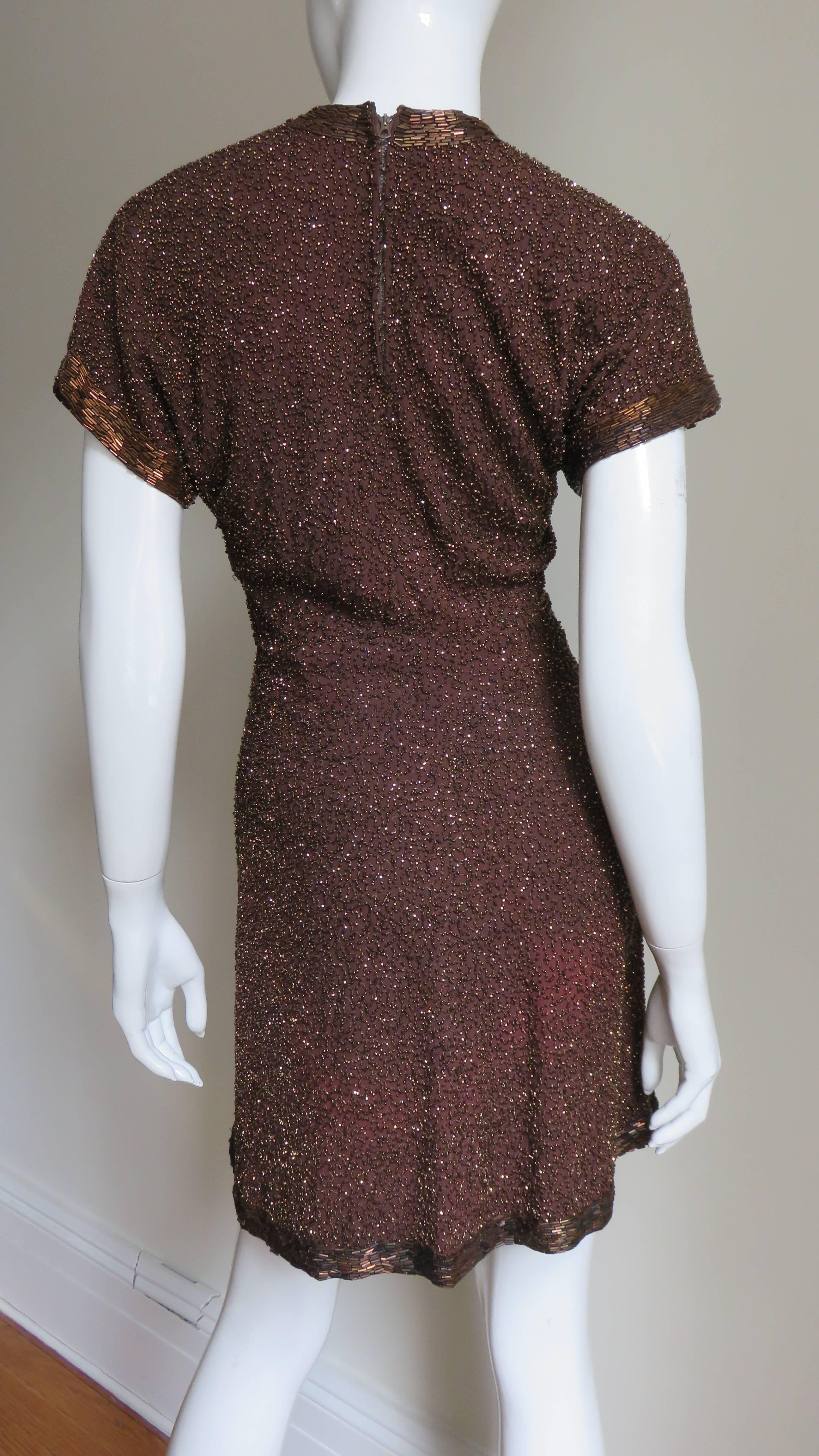 1940s Wilma New York Glass Beaded Tunic For Sale 4
