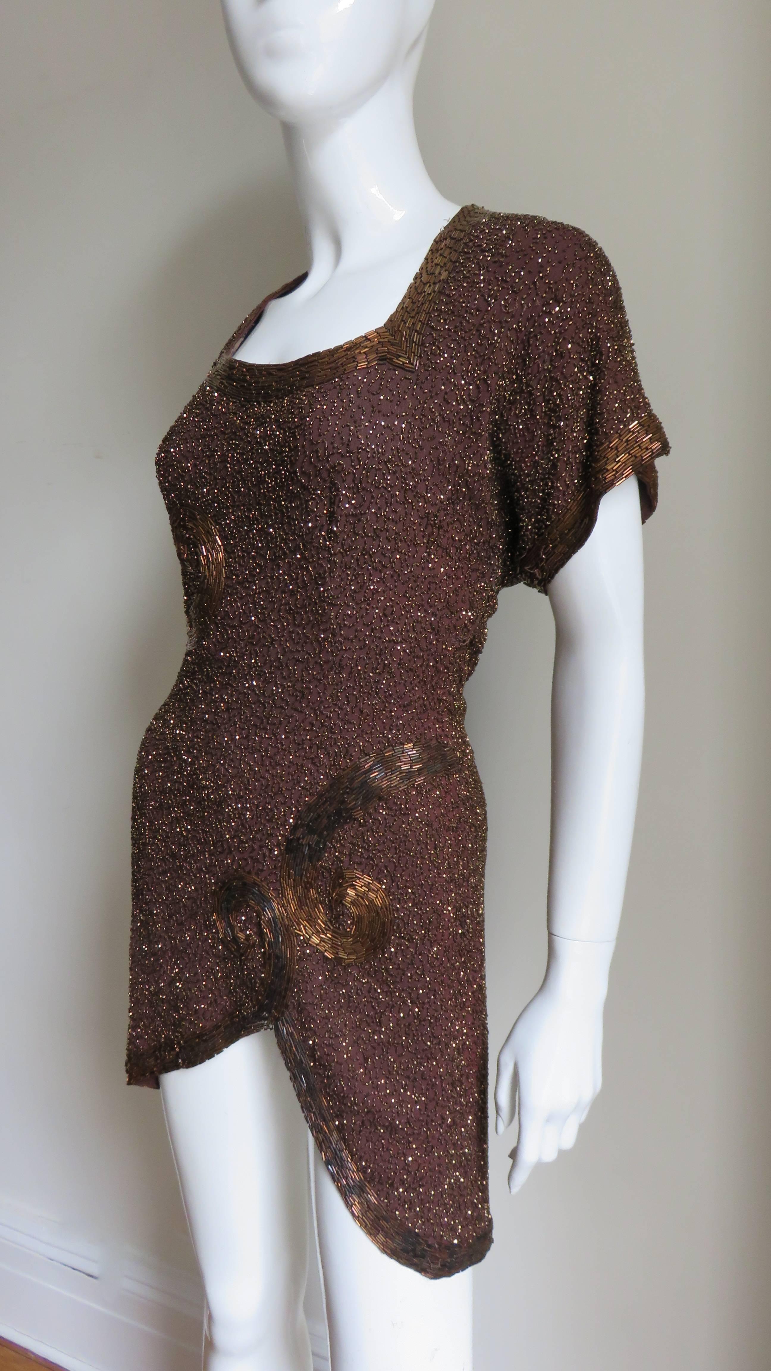 1940s Wilma New York Glass Beaded Tunic For Sale 1