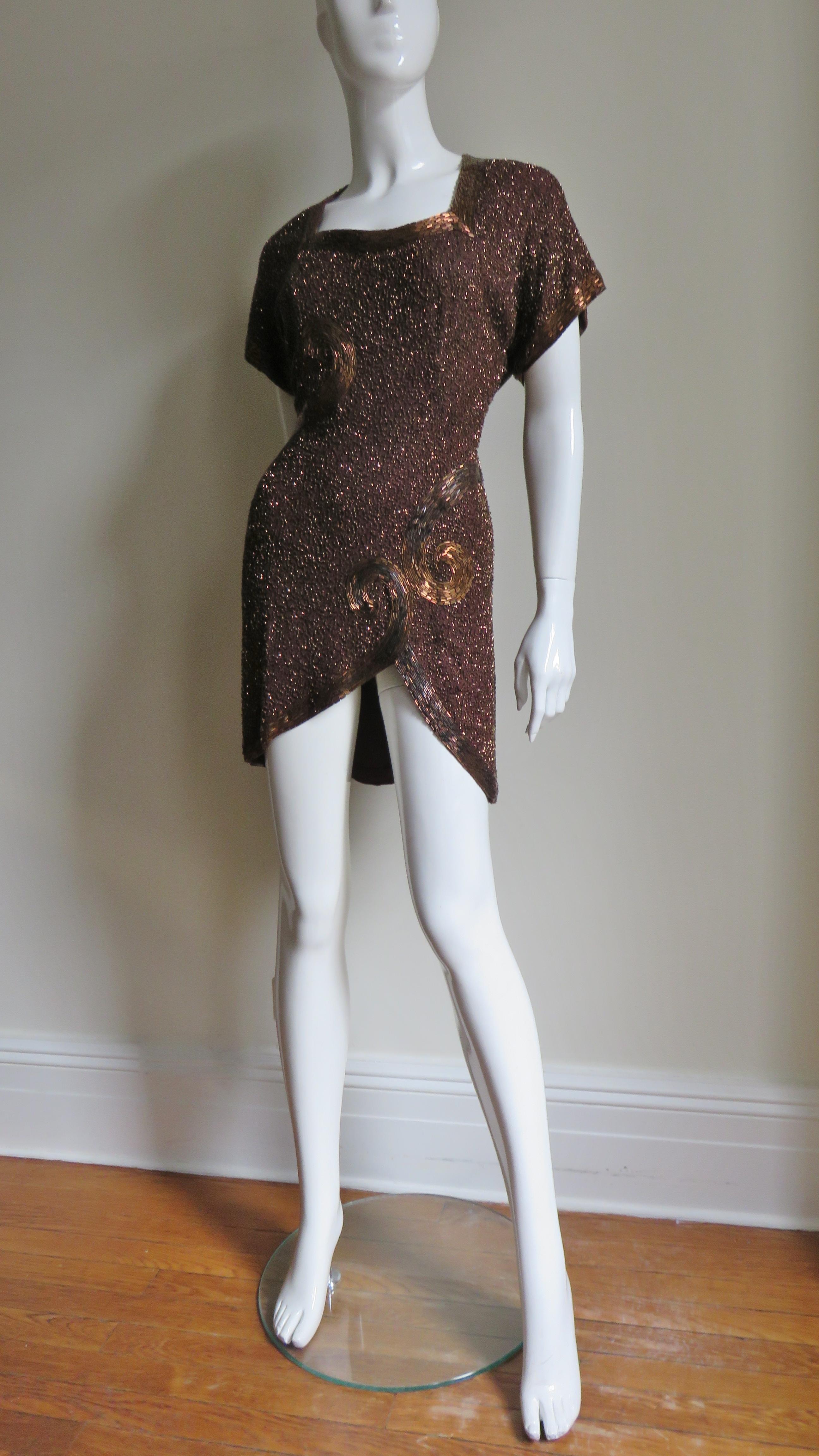 1940s Wilma New York Glass Beaded Tunic For Sale 2
